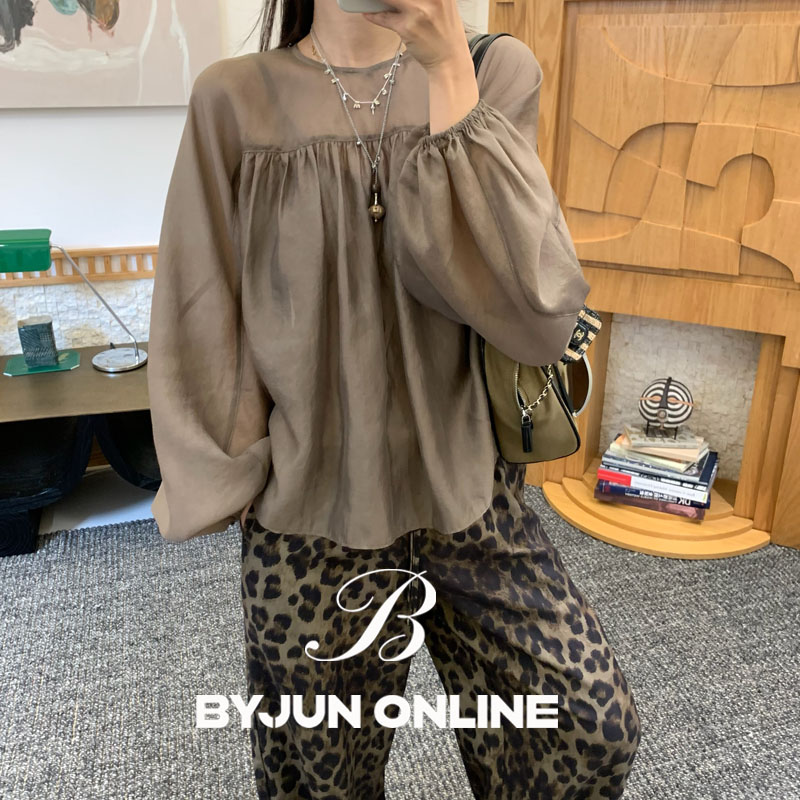 ByJunjun仲夏琉璃 落肩打揽蝙蝠灯笼袖上衣