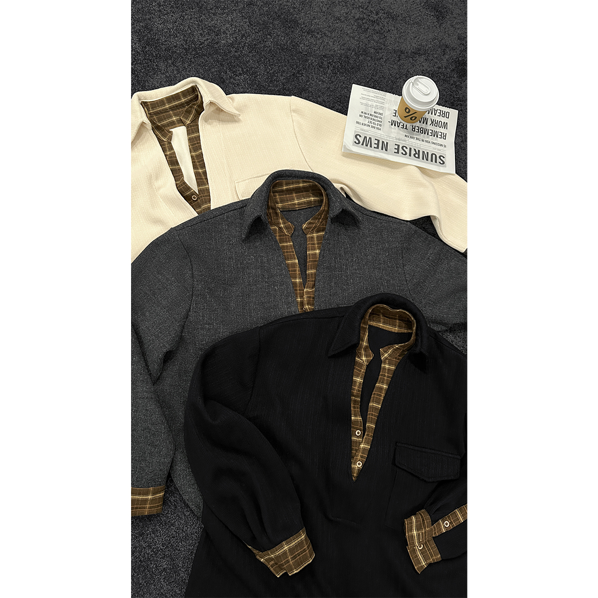 龙叨叨秋季新款潮流复古高级感假两件设计拼接宽松百搭长袖卫衣