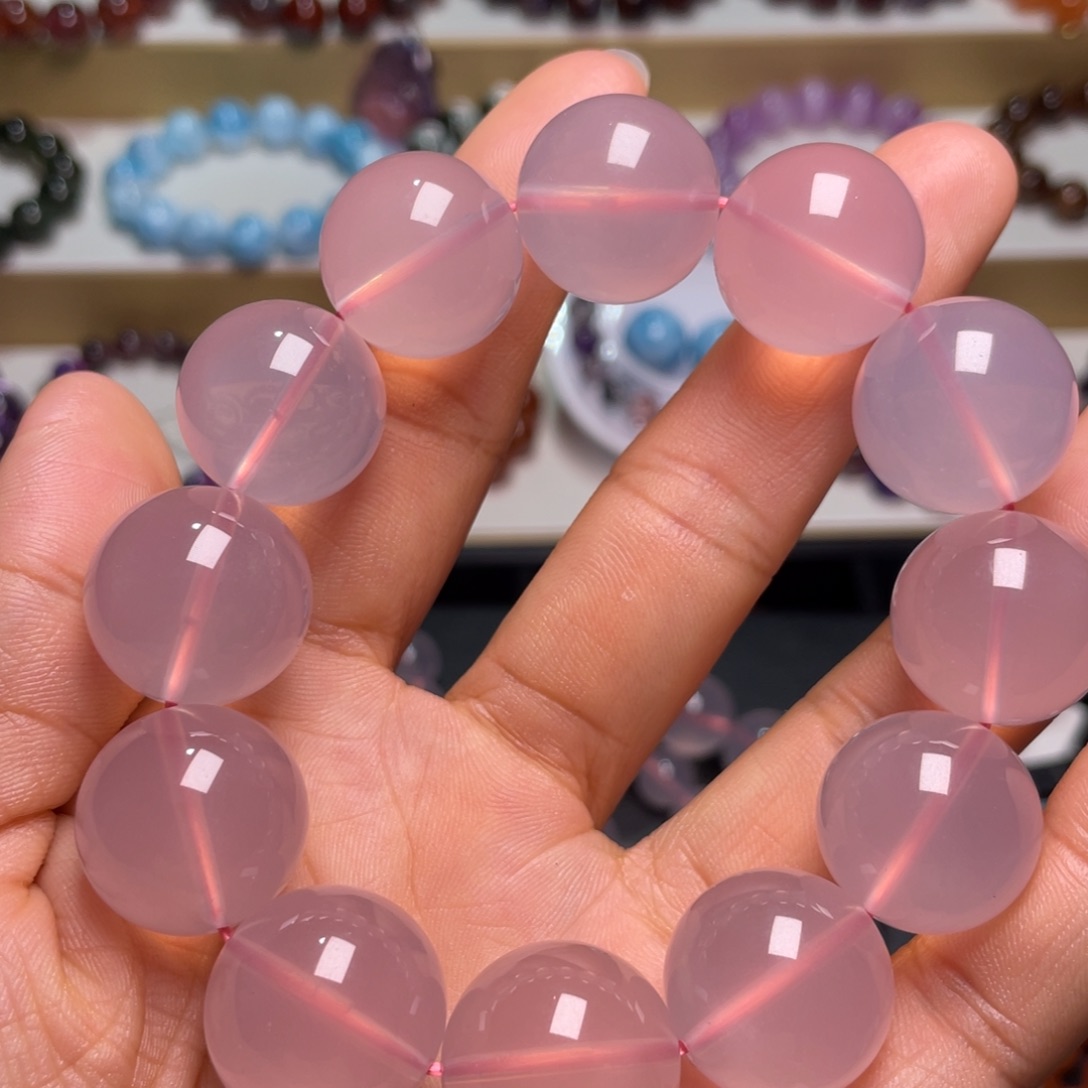 水晶手链未镶嵌大粉水晶20m