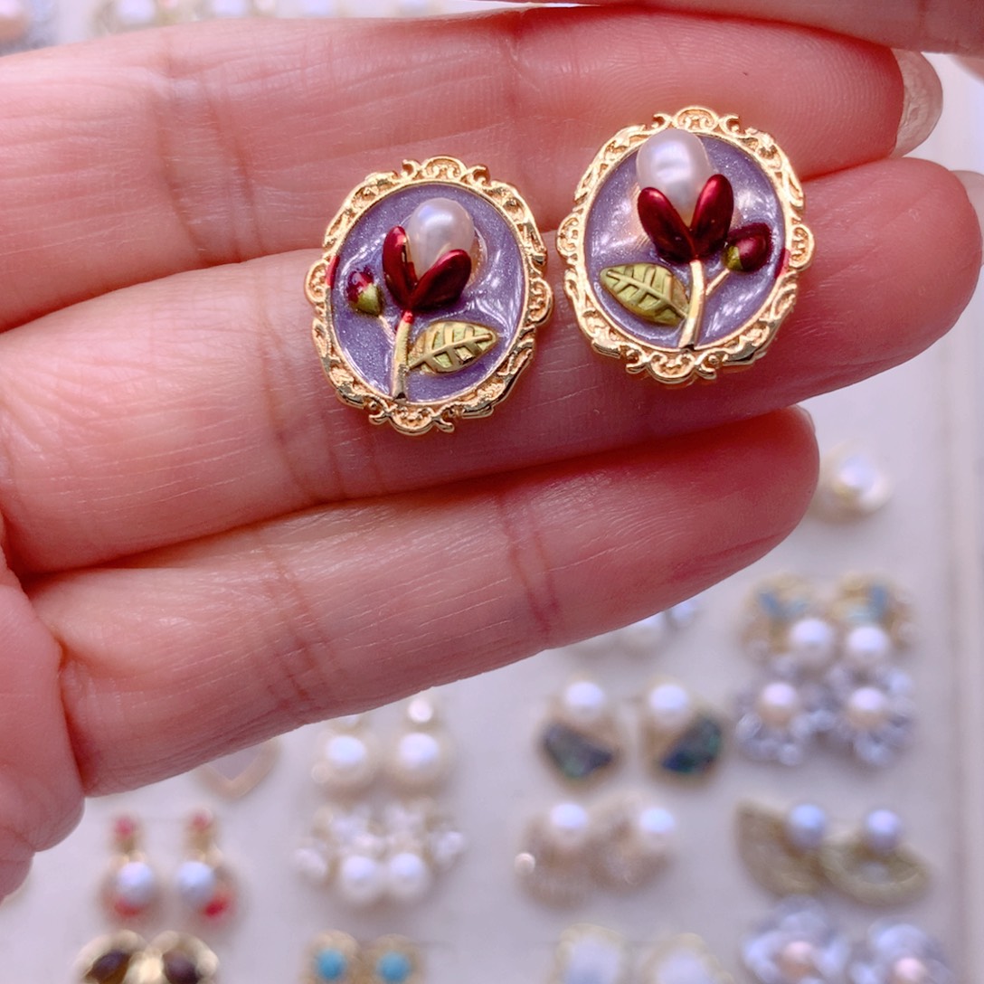 合金淡水珍珠耳饰