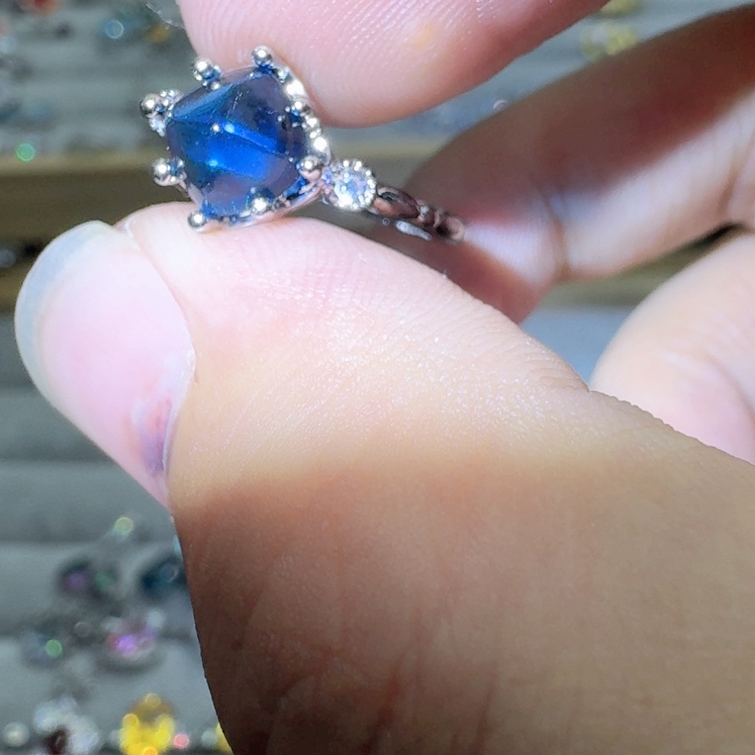 托帕石戒指银S925镶嵌