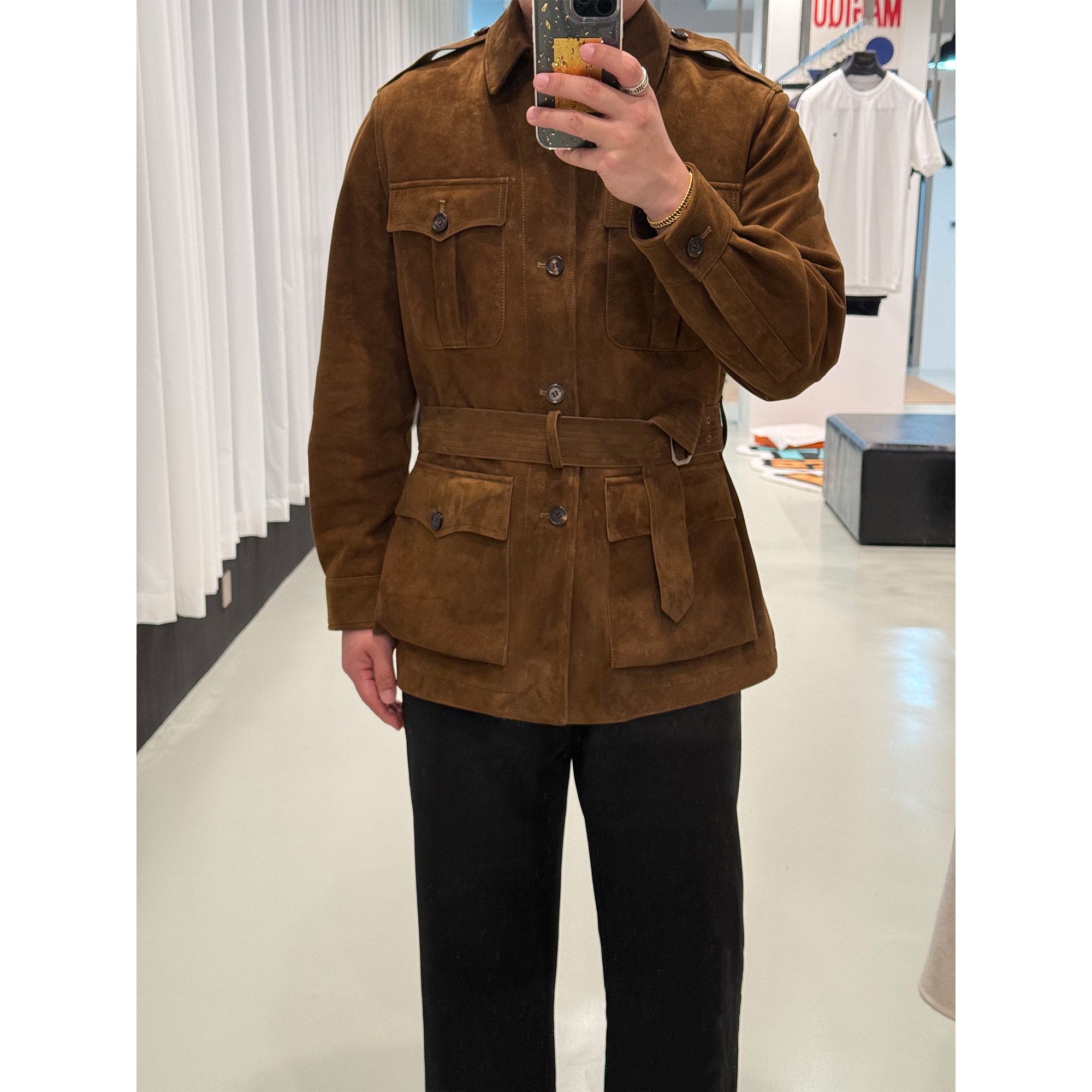 LA CALIFFA 42000元RL版“纯正美式 老钱风紫标“羊羔皮 猎装夹克