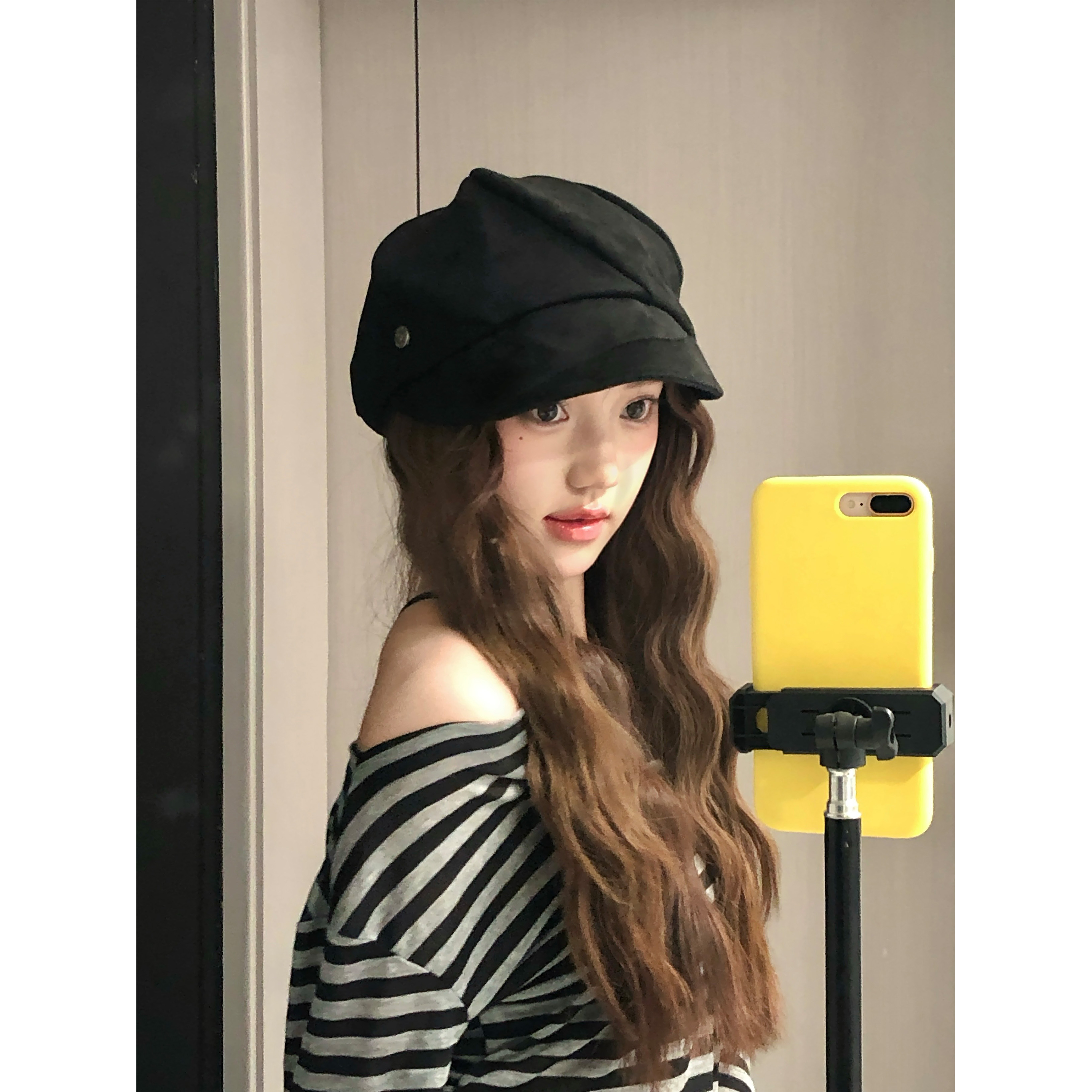 经典八角帽一帽多戴贝雷帽日常百搭显脸小半渔夫帽麂皮绒休闲百搭