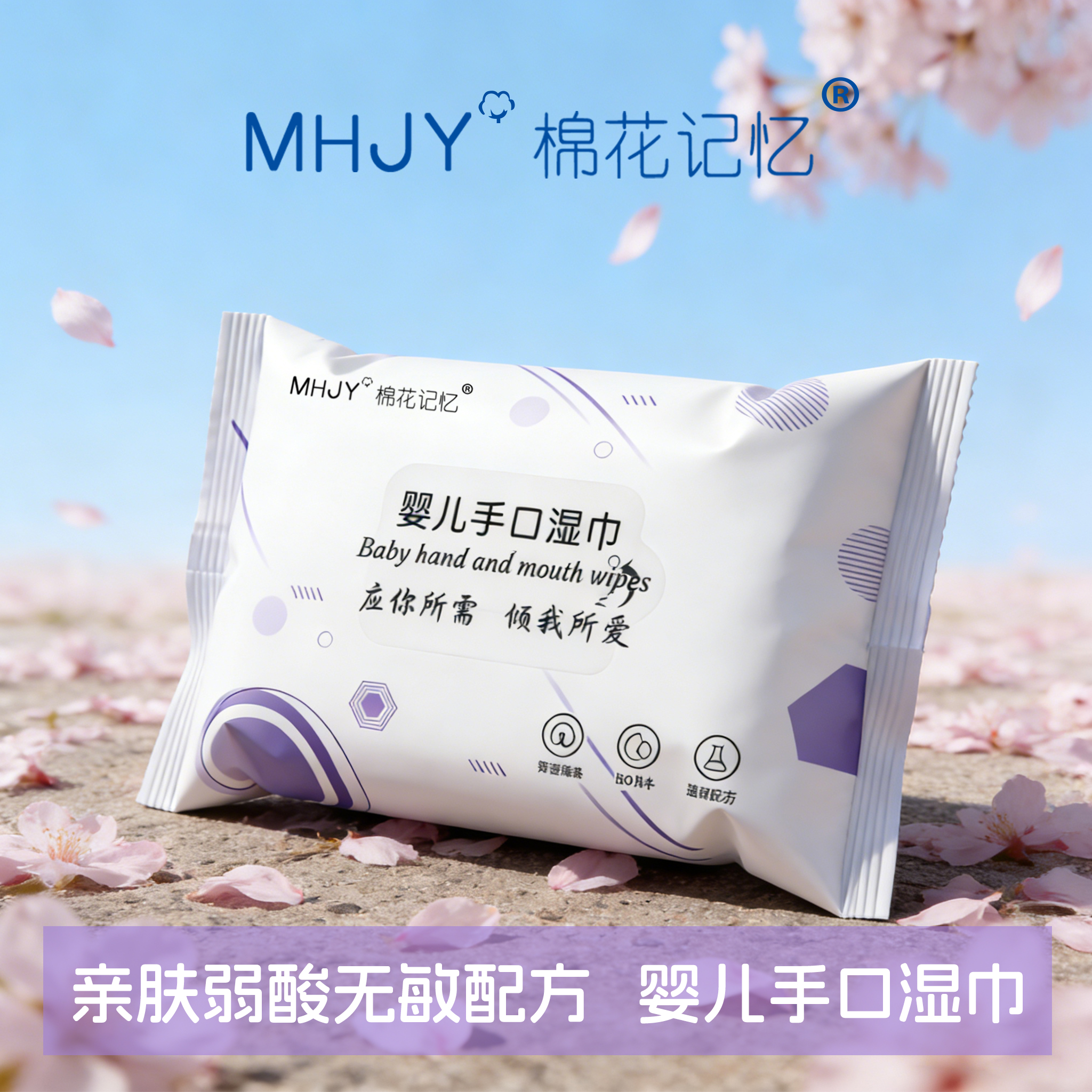 棉花记忆15抽小包婴幼儿手口专用便携随身装学生出游常备湿抽纸巾