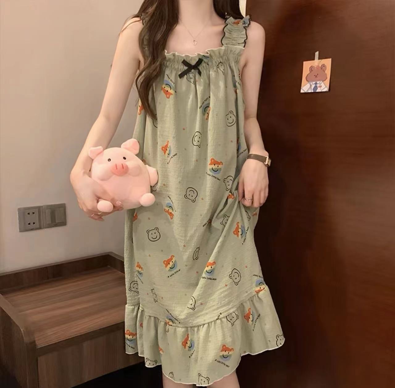 可爱睡衣套装女睡裙甜美居家服套装休闲睡衣服A145