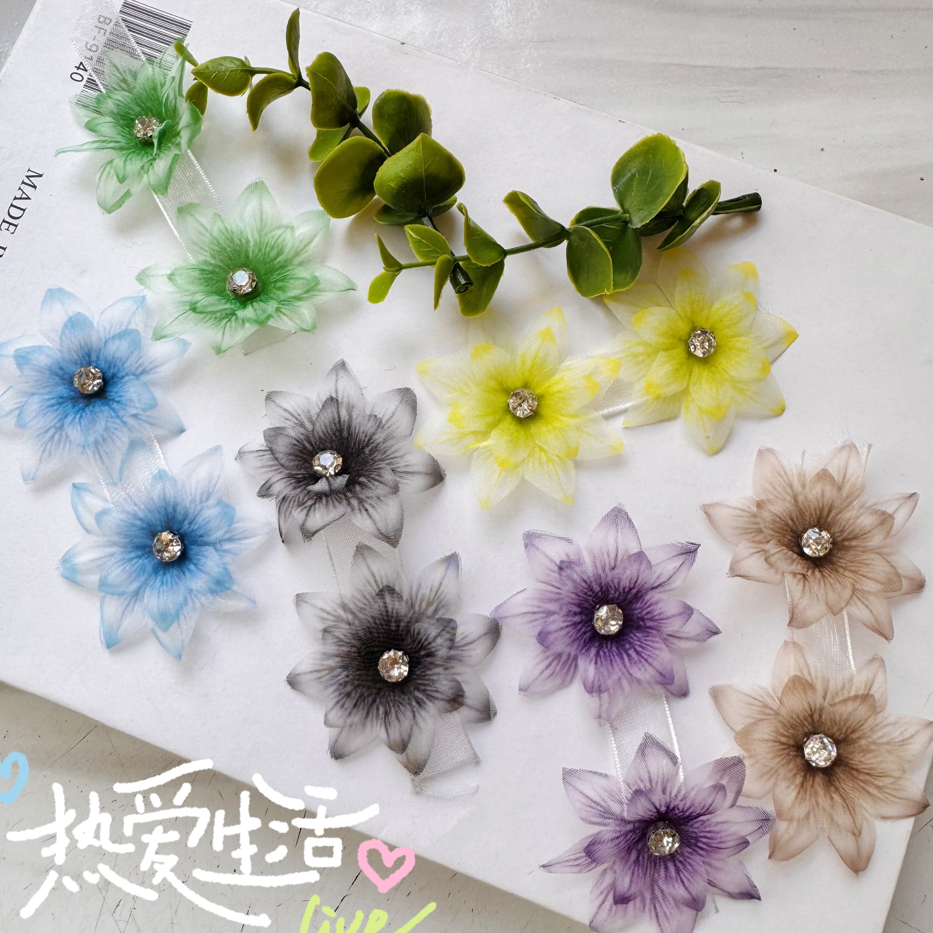 【宝老板】新款5CM带钻花朵手工DIY创意饰品