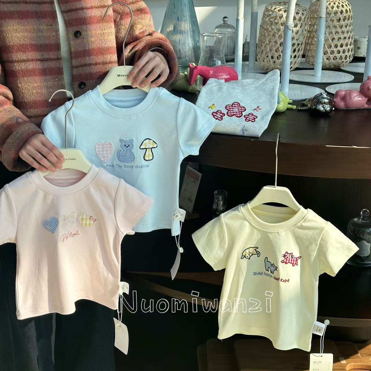 丸子十【现货】儿童潮牌液氨高希潮棉贴布绣T恤（夏款）WZJ-23529