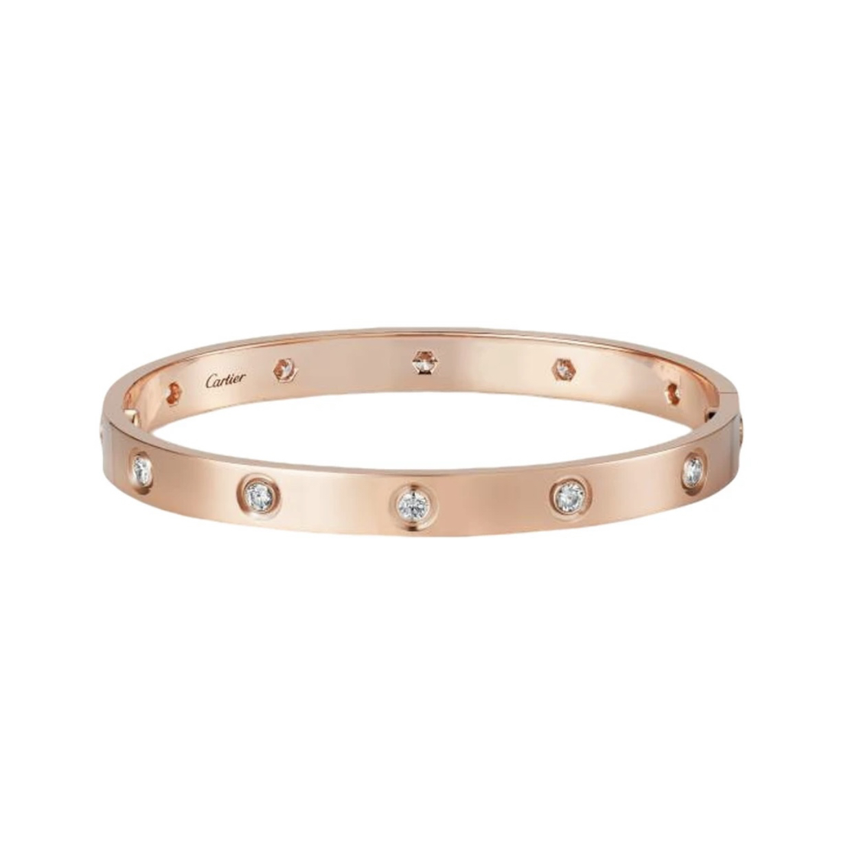 99新 Cartier/卡地亚 18k玫瑰金十钻手镯
