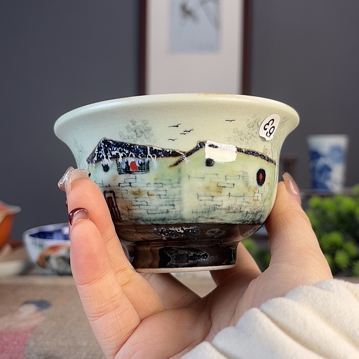摆件景德柴烧茶杯多人