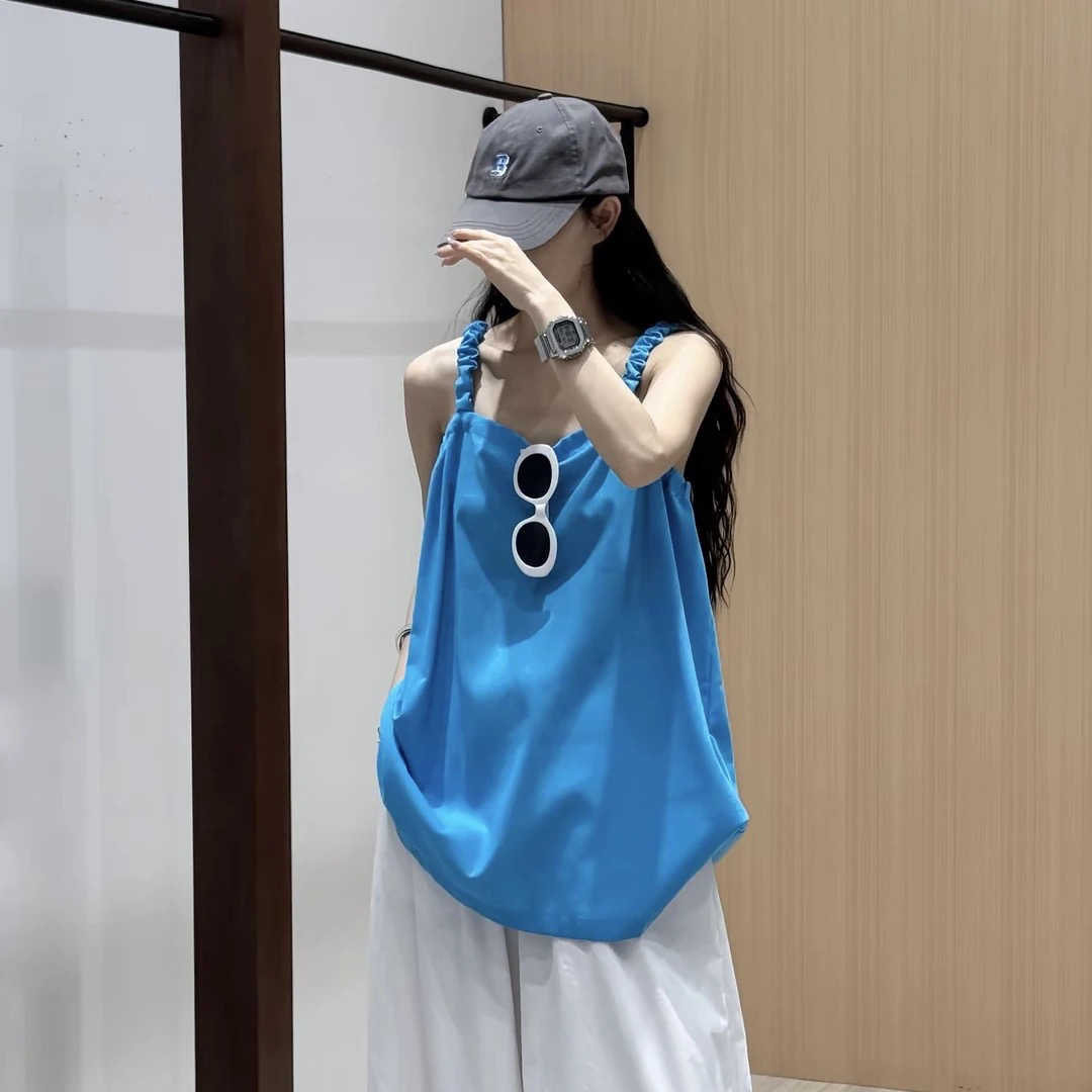 夏日邂逅～新款甜美度假风露背系带宽松显瘦休闲吊带背心上衣