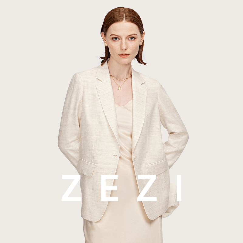ZEZI【冯超专属】天然亚麻桑蚕丝西装柔软舒适通勤商务西服Z12B164J