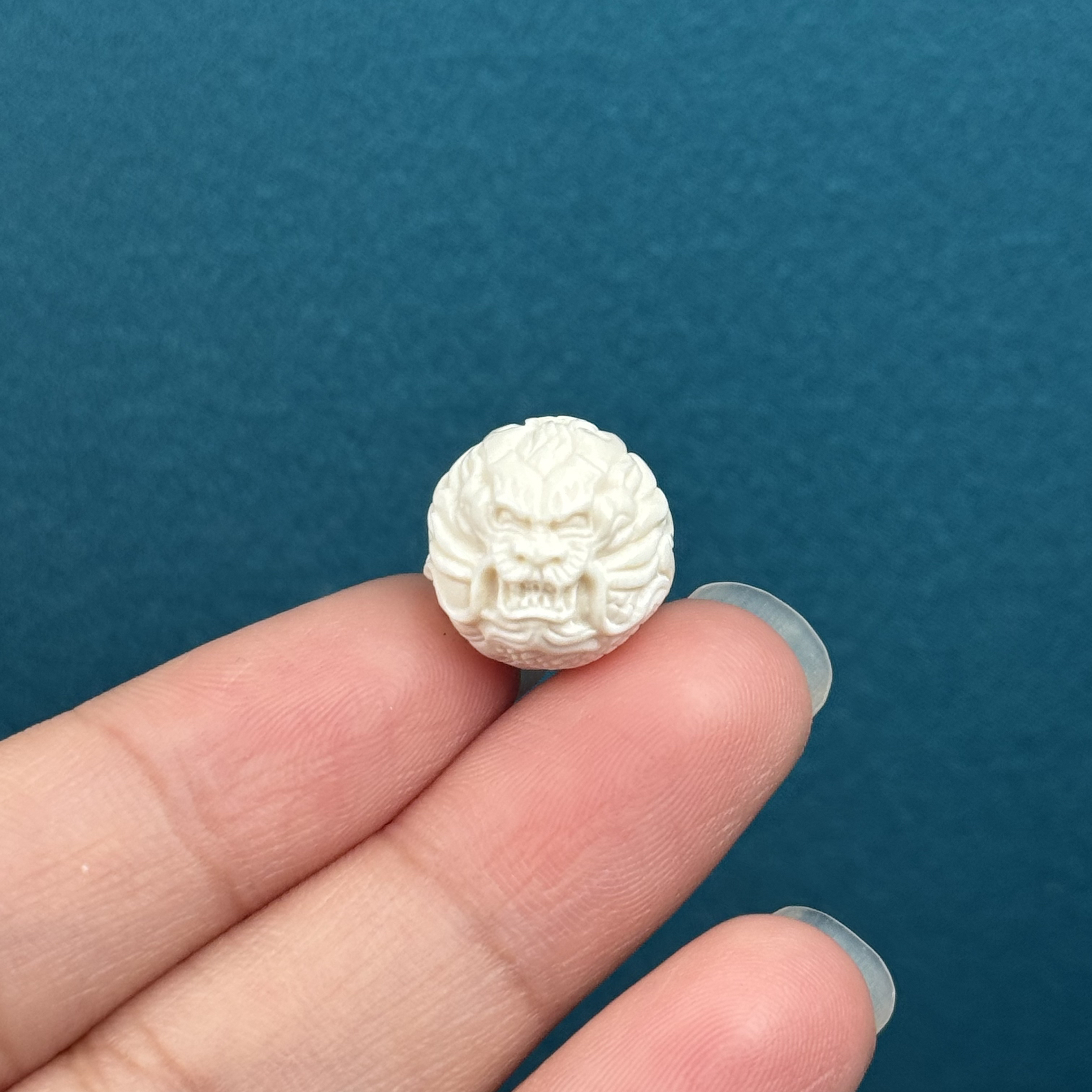 D62-61天然猛犸牙雕刻龙珠14mm一物一图支持鉴定