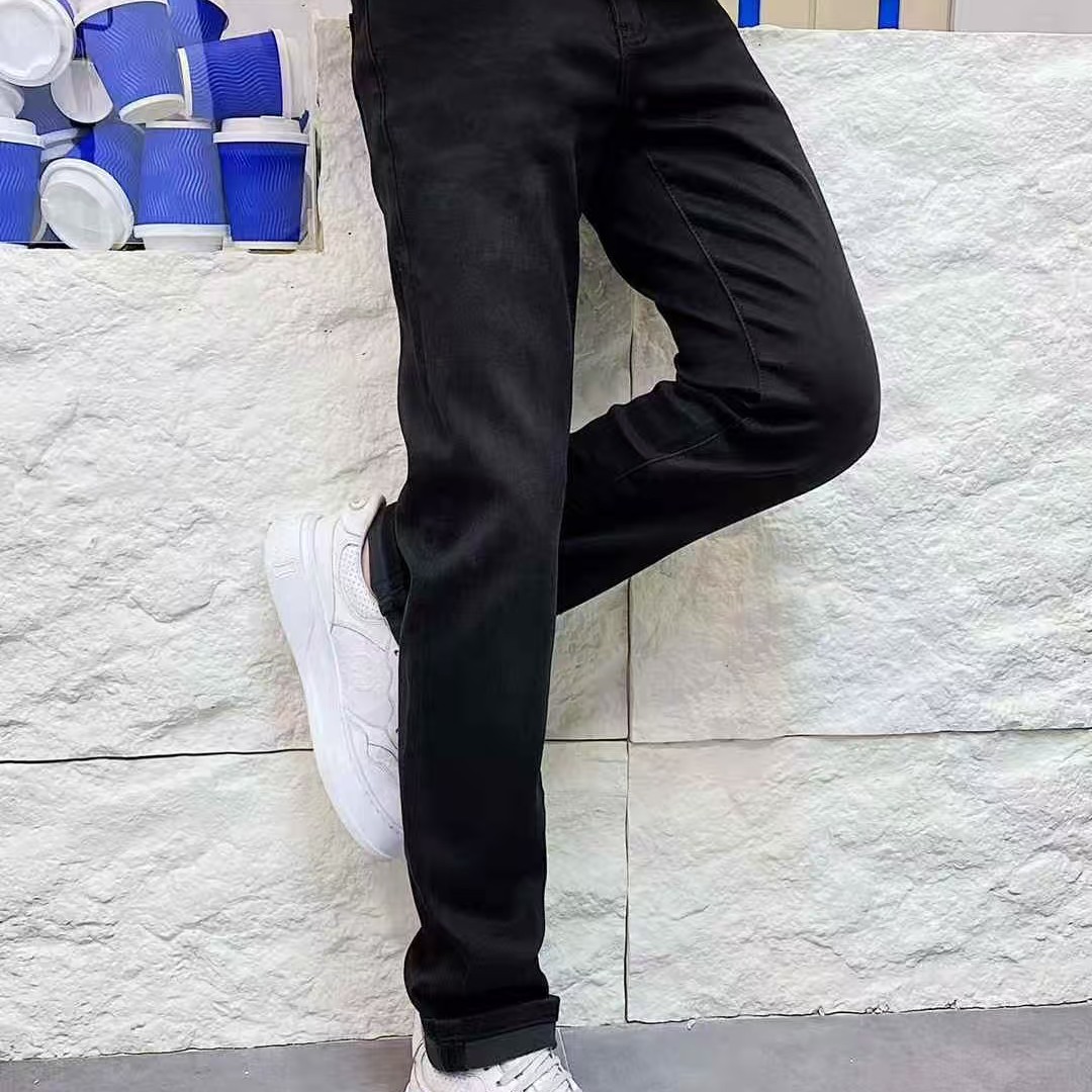 保时尚男士长裤牛仔裤男加厚免烫水洗修身小直筒