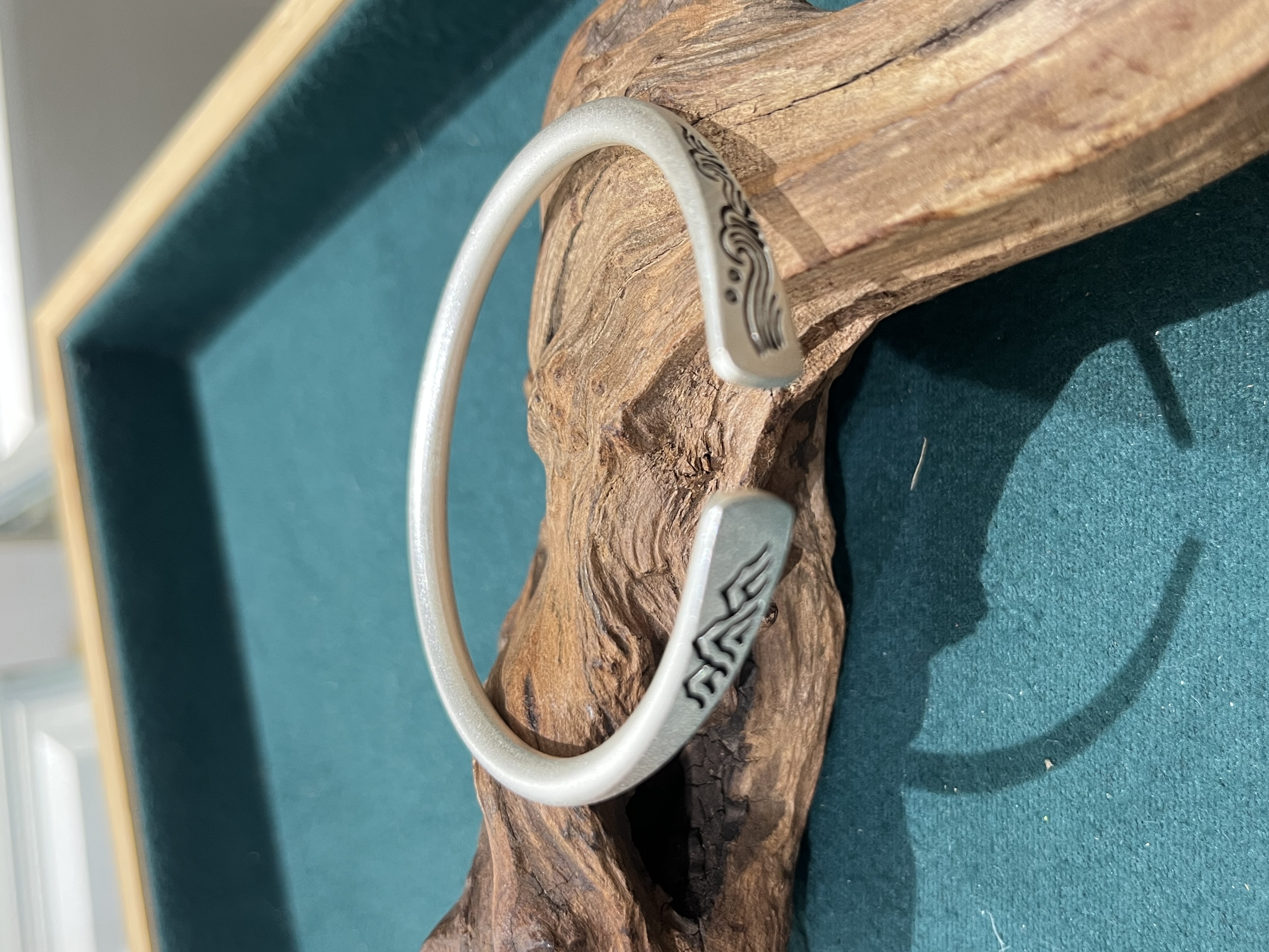 足银手镯 小雨好物-开口古法复古海誓山盟手镯