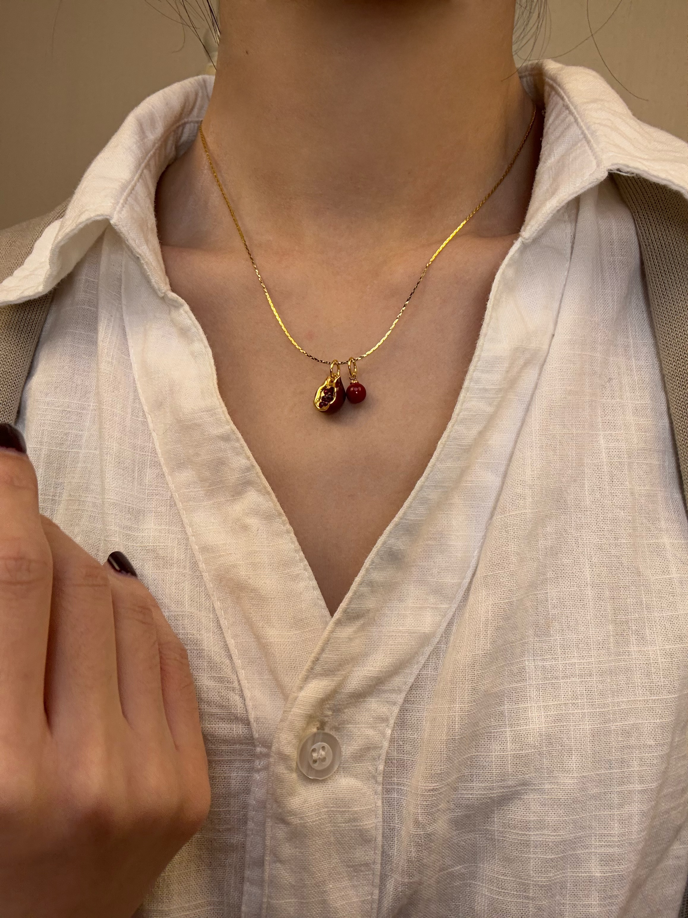 纯铜珐琅项链 星光【石榴】轻奢气质红色精致百搭秋冬项链