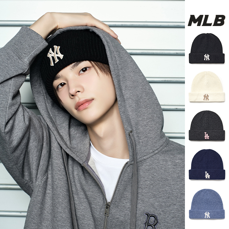 MLB韩国专柜正品秋冬25新款NY针织帽保暖毛线帽时尚百搭LA冷帽