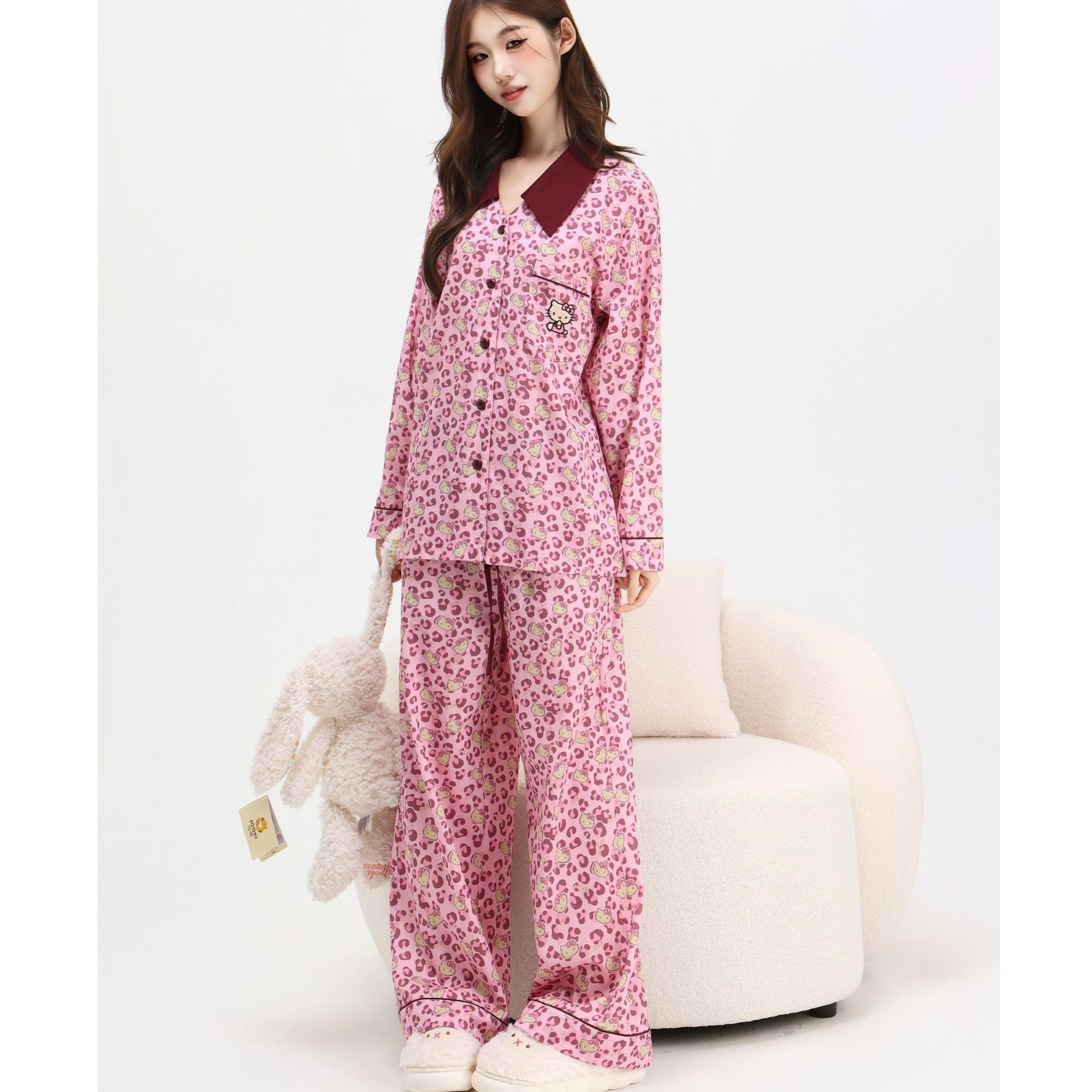 【粉豹小KITTY-长袖款】新款天丝棉外穿长袖居家服睡衣套装