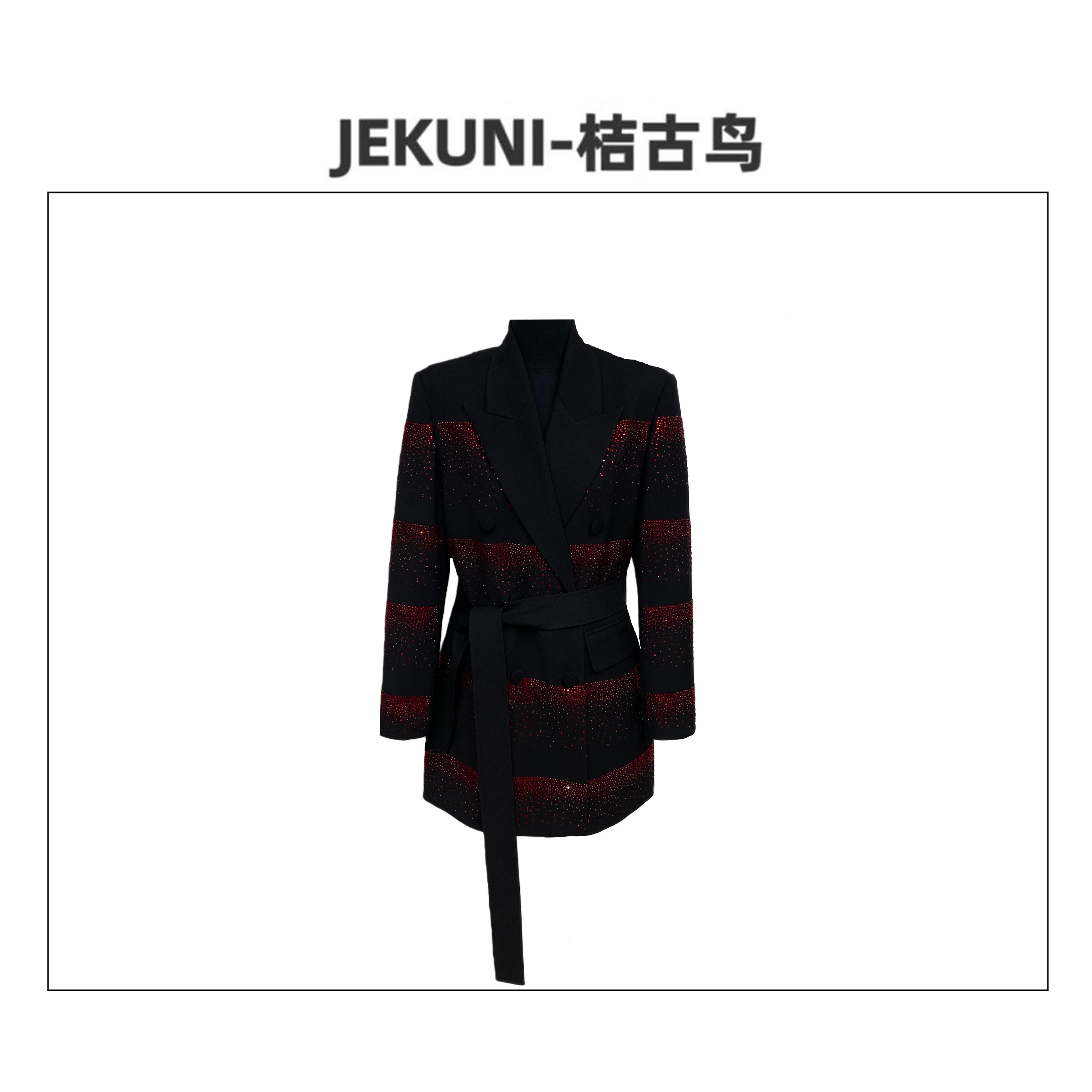 JEKUNI/桔古鸟【红钻暗焰】新款红宝石烫钻高定轻奢时尚设计师西装