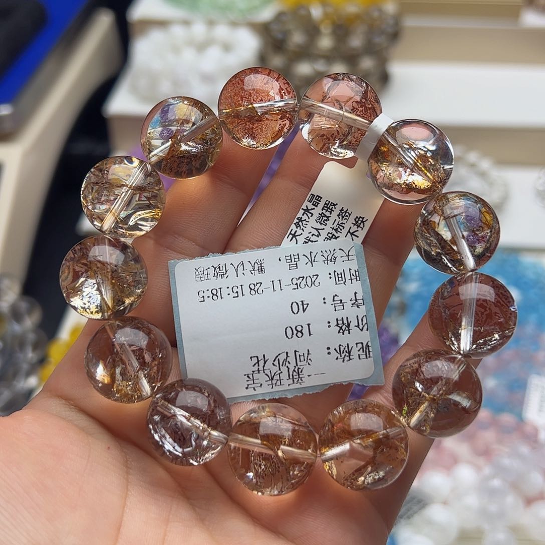 未镶嵌手链水晶河*花金箔胶花17.3咪