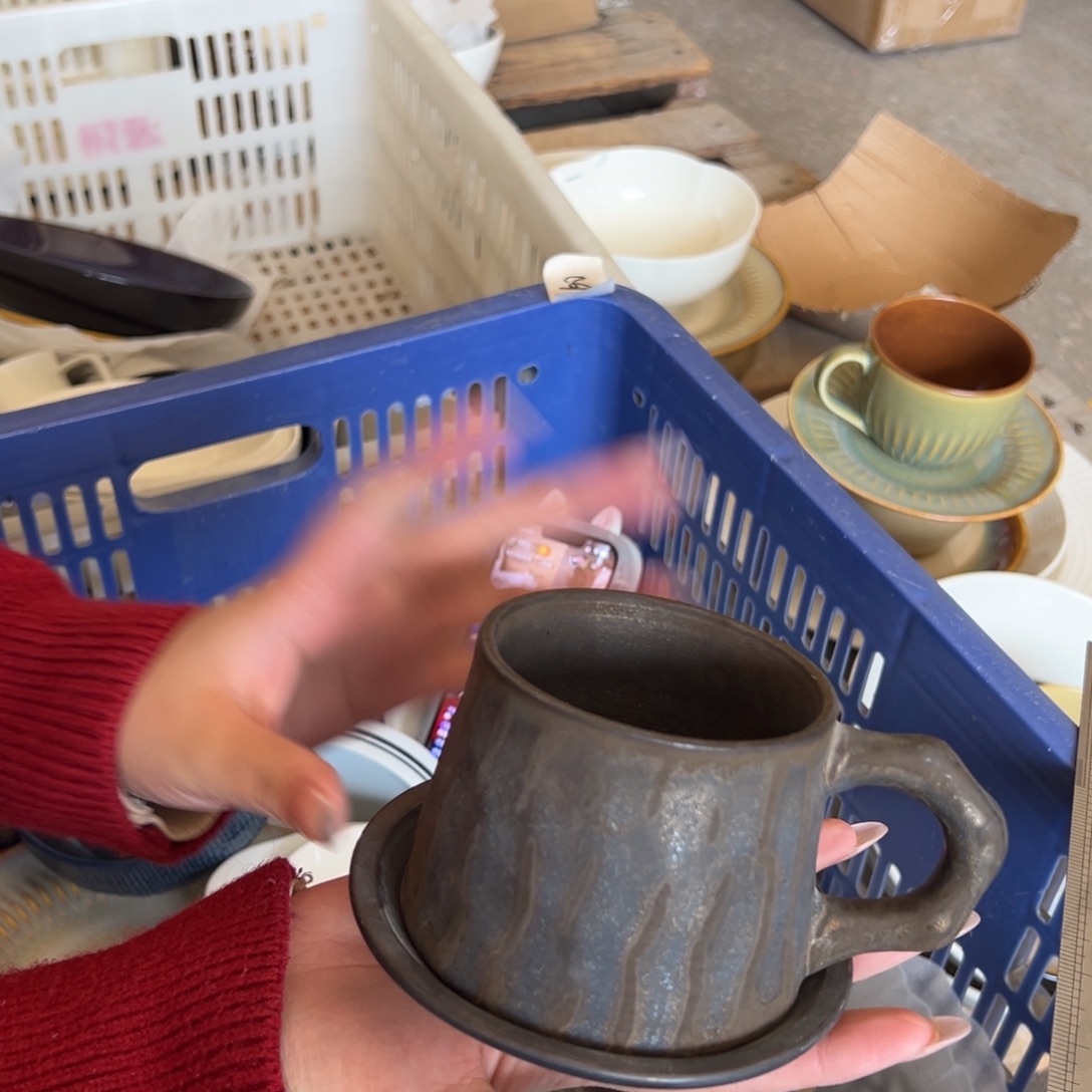 新骨瓷063瑕疵慎拍锤纹 铁锈 咖啡杯碟套装