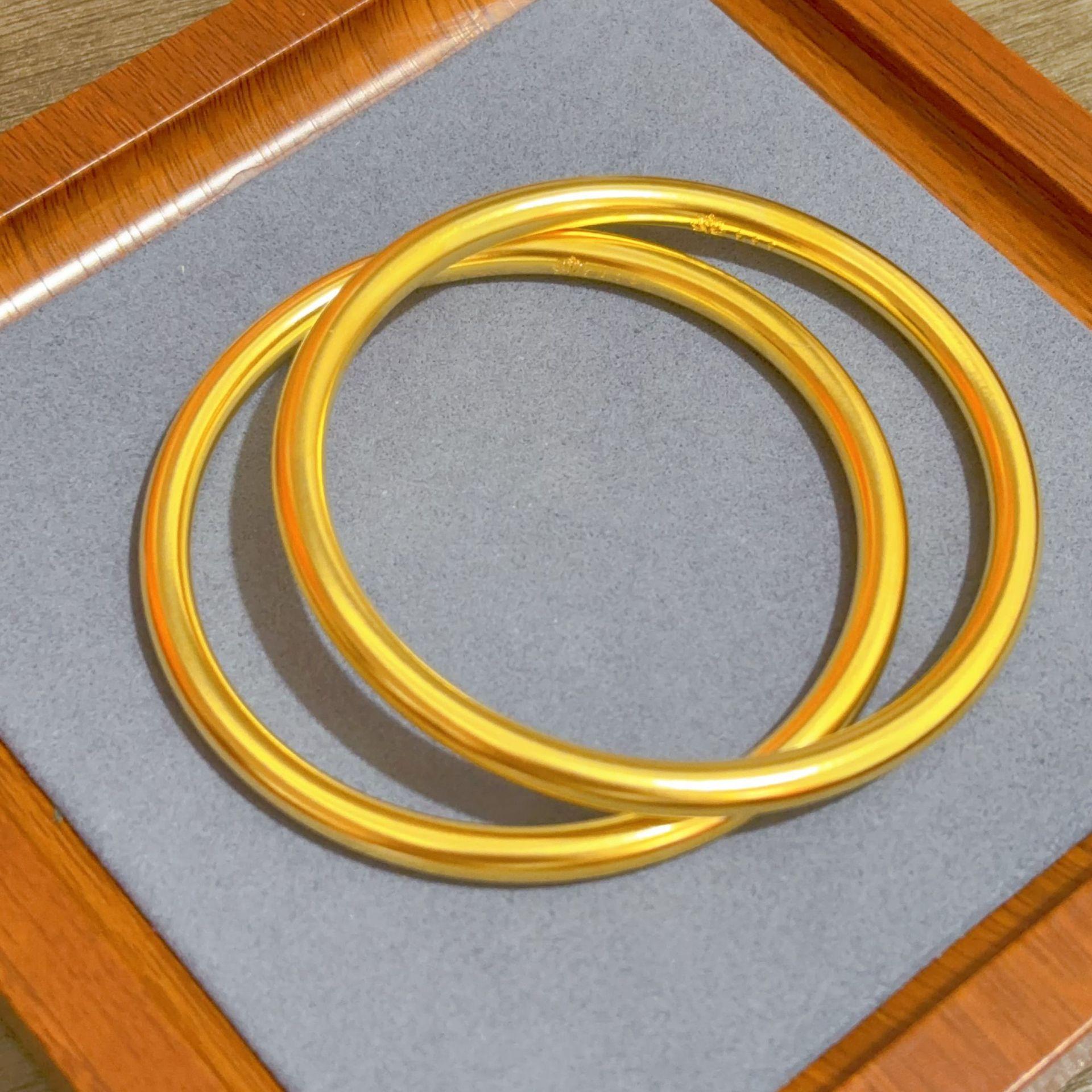 铜合金手镯 精工古法素圈手镯金色磨砂哑光手镯传承素圈手镯