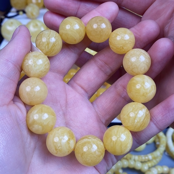蜜蜡手链未镶嵌天然无优化琥珀蜜蜡