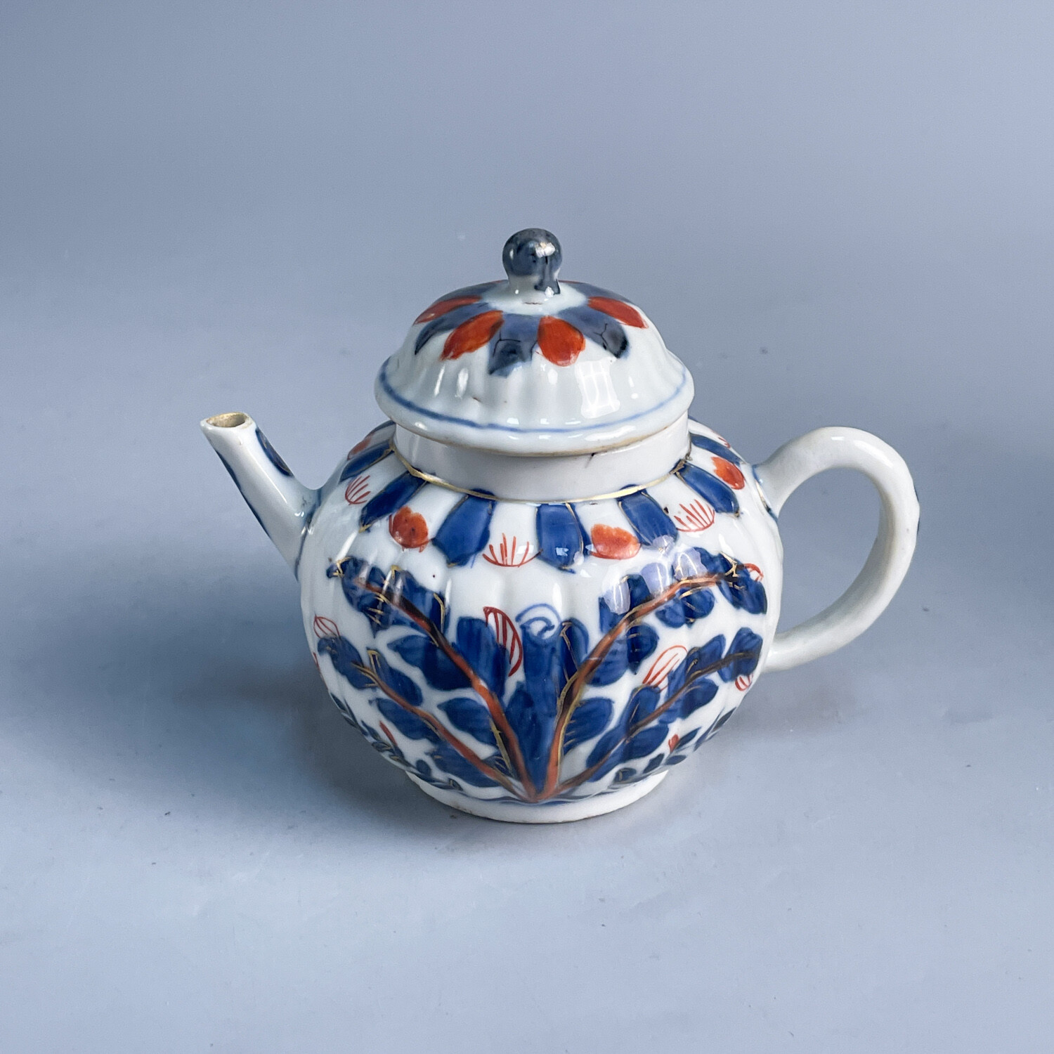 清康熙  青花矾红描金花卉壶-M25H5001A78-03