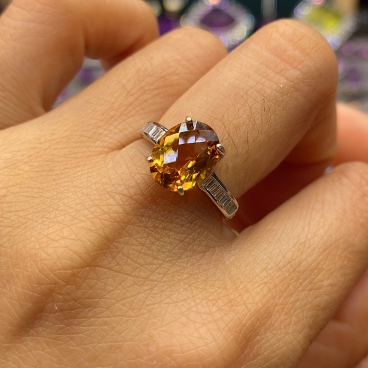 水晶戒指银S925镶嵌天然水晶戒指