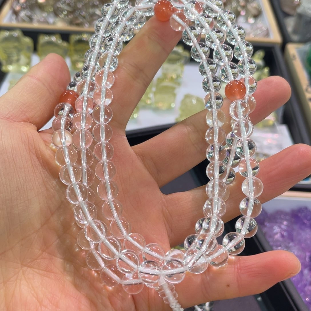 水晶108珠未镶嵌双A白水8毫米