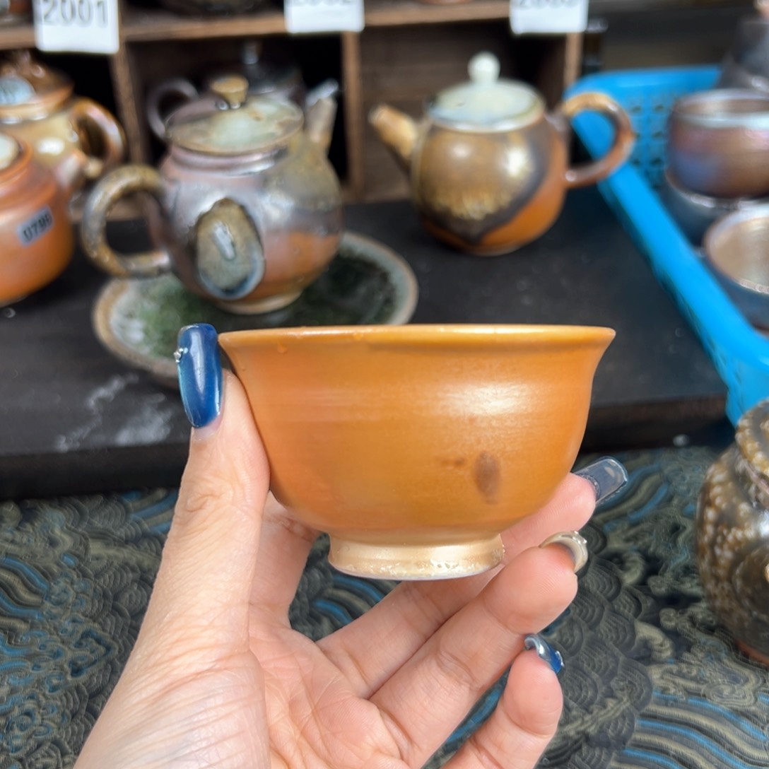 杯柴烧茶器中白主人杯