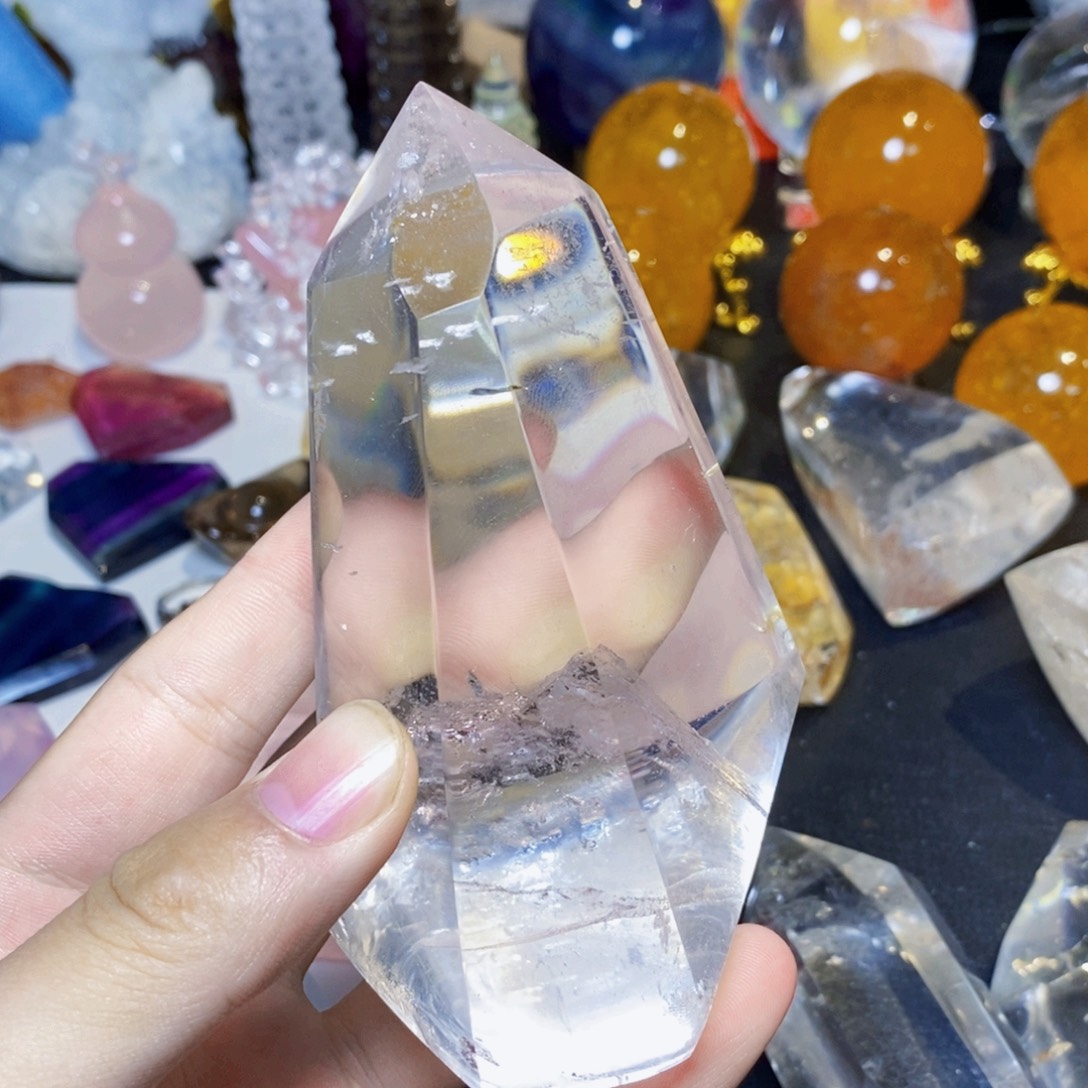 未镶嵌珠宝半成品水晶天然巴西高透水晶能量柱