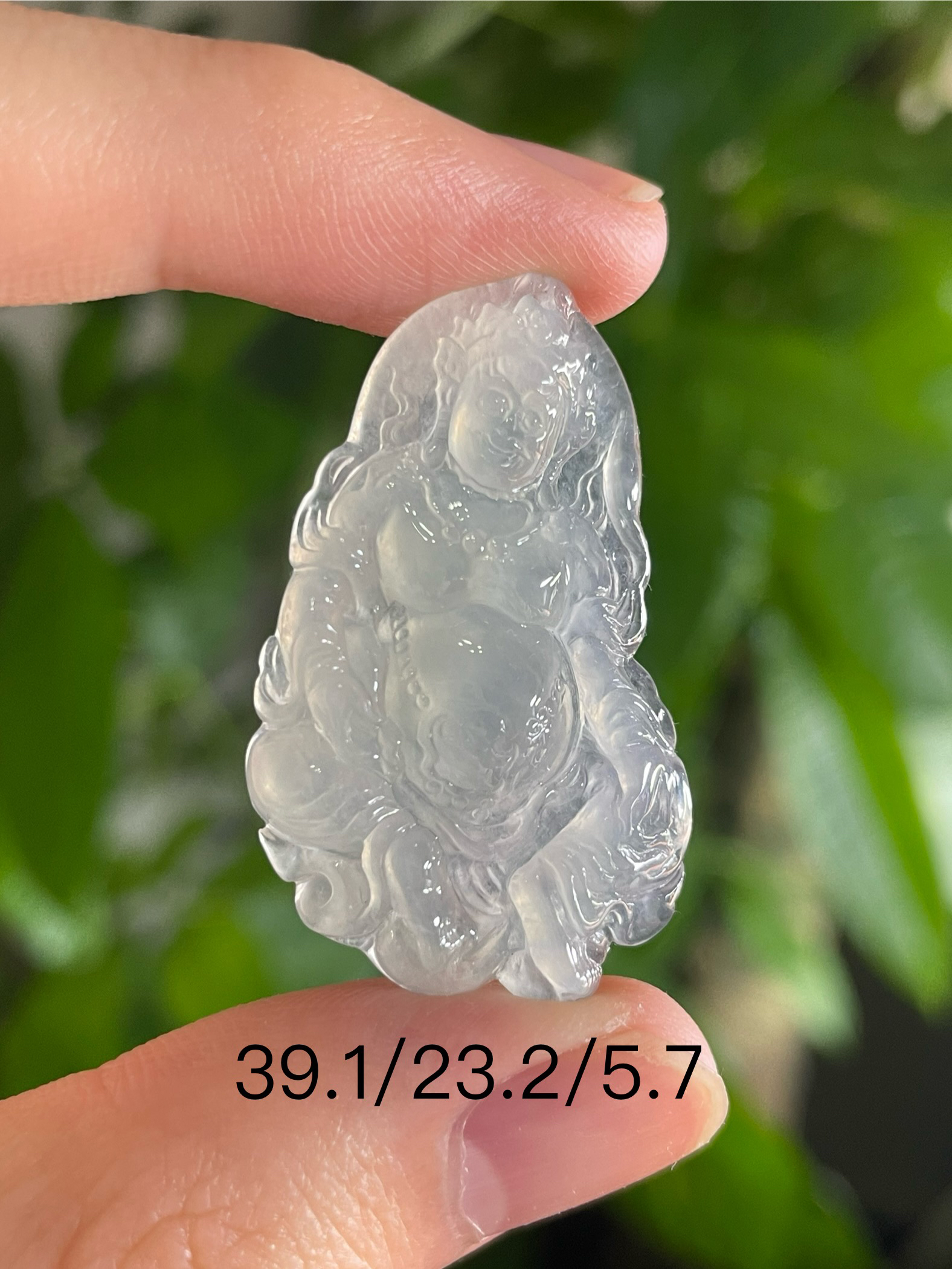 天然缅甸翡翠A货黄财神吊坠，冰种，晴底胶润，男士女士佩戴