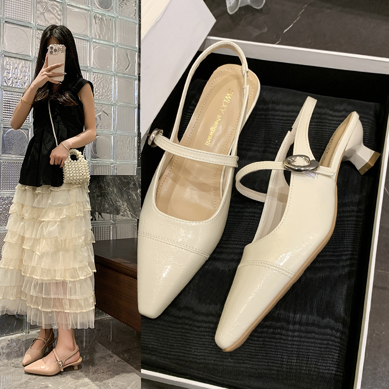 法式气质高跟鞋女2025年夏季新款尖头细跟性感鞋子配裙子百搭凉鞋