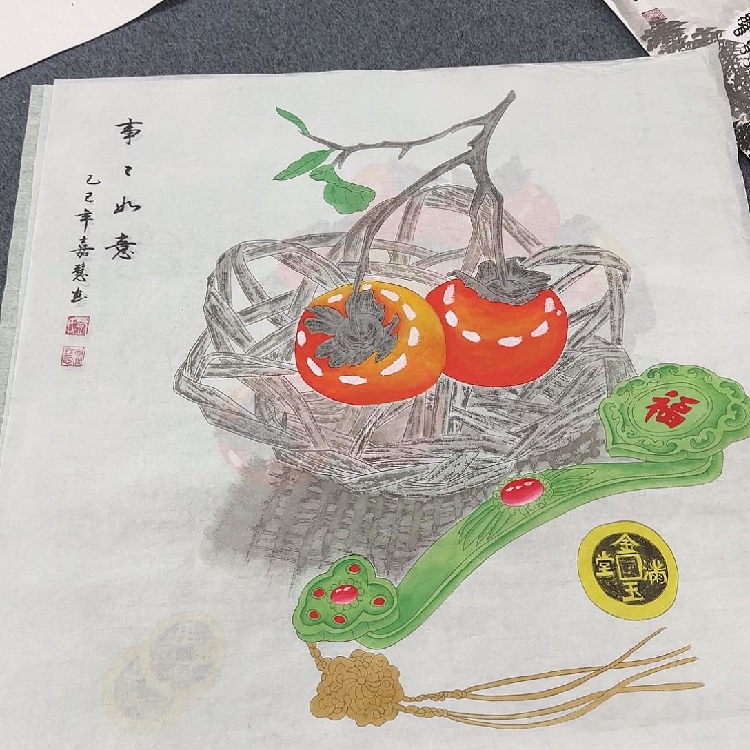 国画尺寸70X70手绘作品