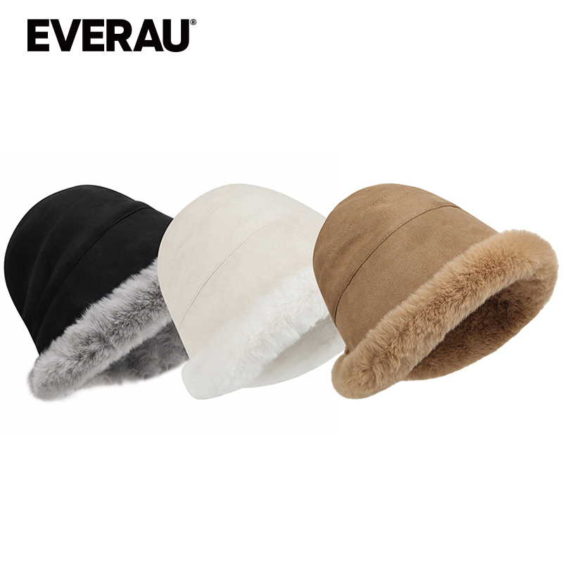 EVERAU秋冬季毛绒绒渔夫盆保暖帽子户外滑雪防寒防风百搭EAA031