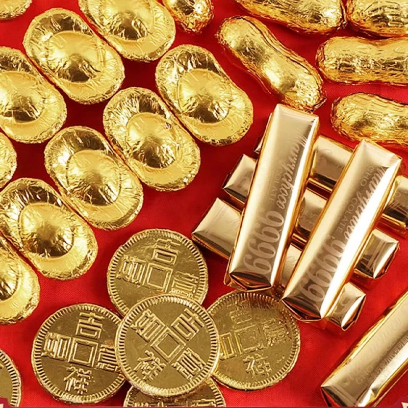 【厂家直发】俄罗斯风味 醇黑巧克力金币金元宝金条金球福寿花生巧