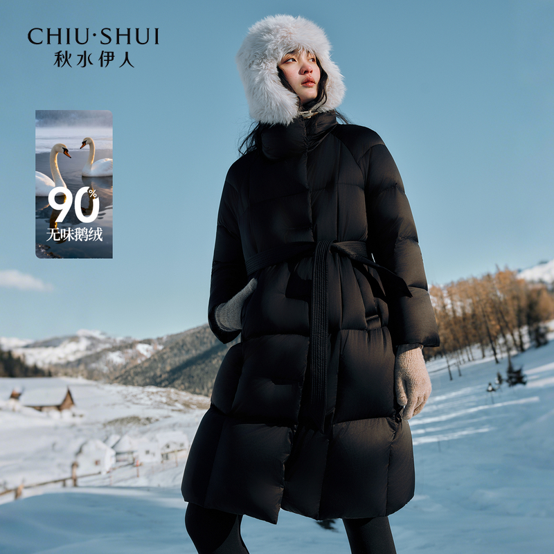 秋水伊人高领鹅绒羽绒服2025年冬季新款长款外套625410D305369