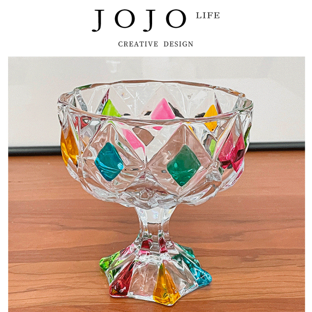 JOJO'S L. PD.color.杯具高脚雪糕杯复古中古杯设计玻璃杯丨棱彩