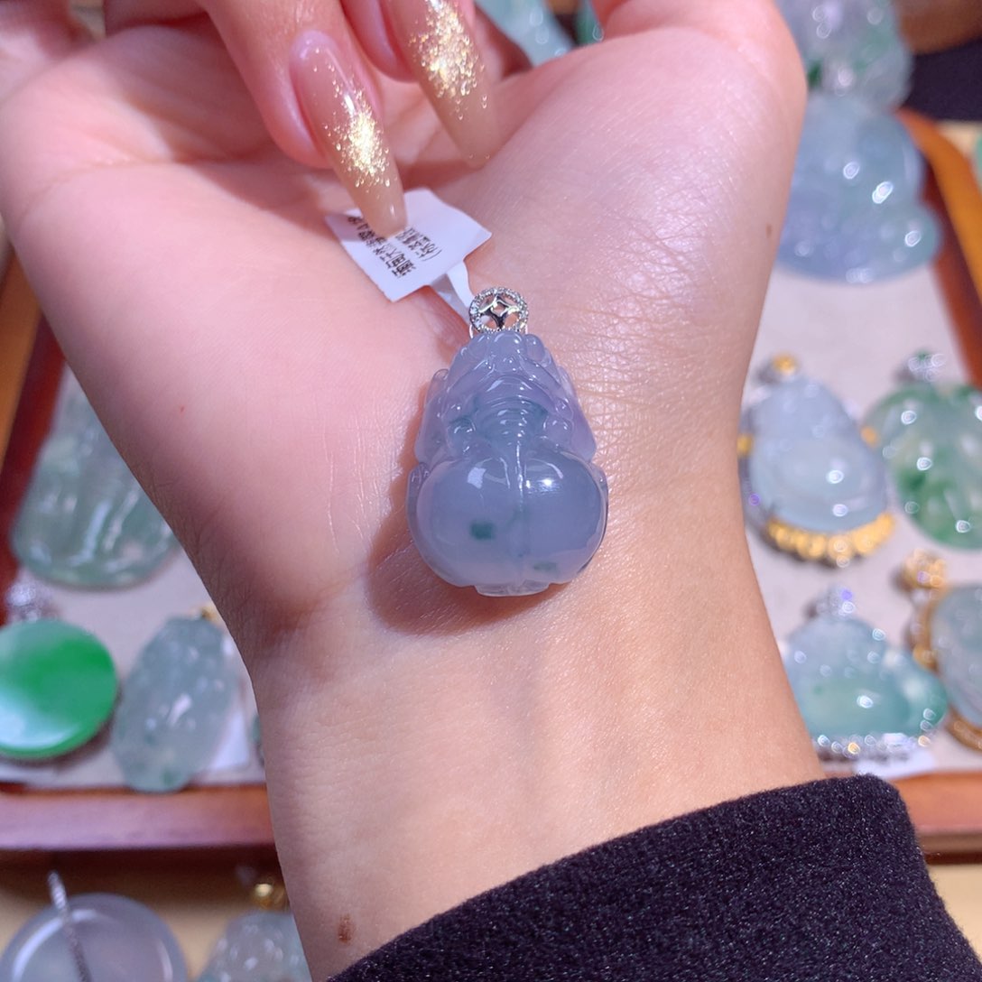 翡翠吊坠(不含链)18K金镶嵌