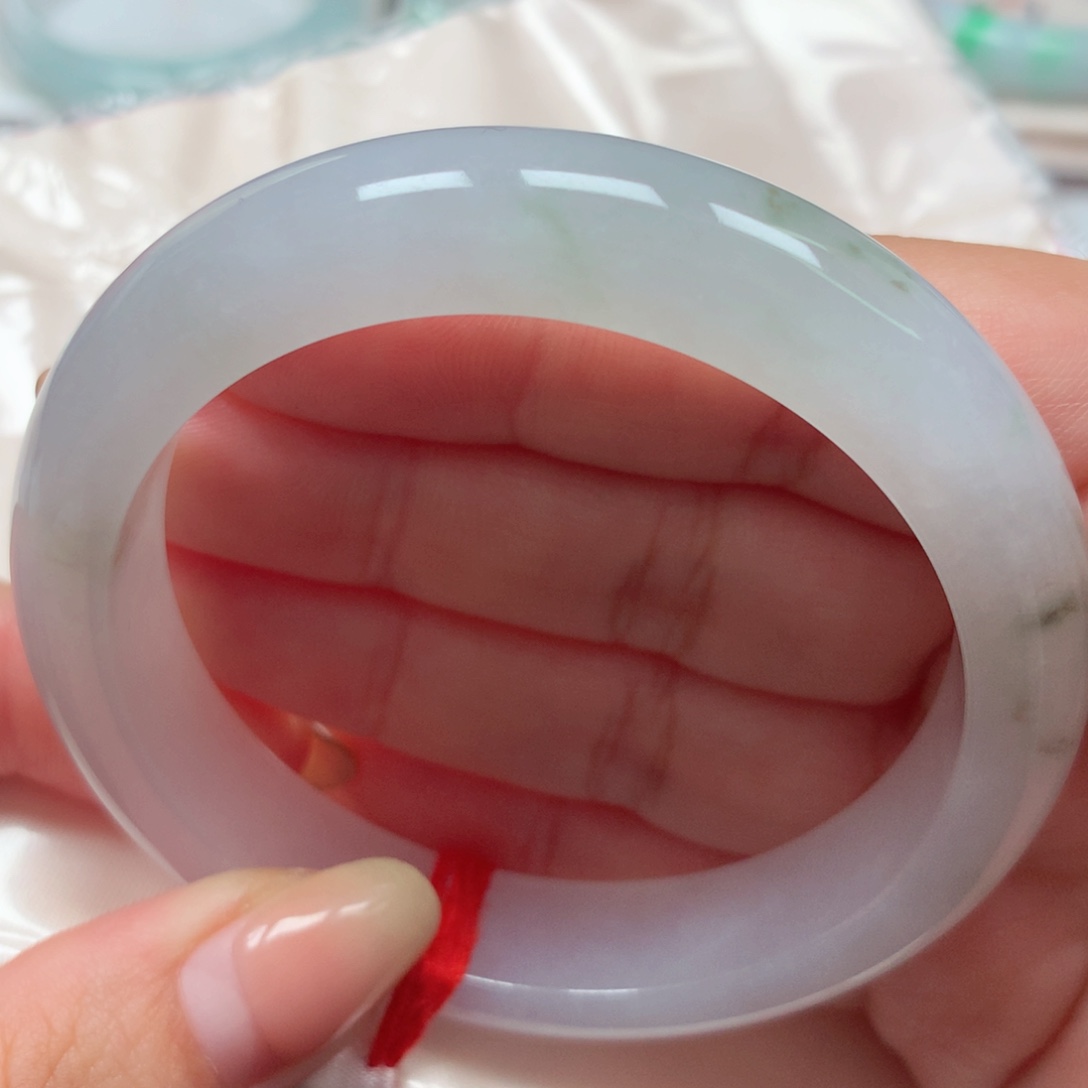 翡翠未镶嵌手镯64冰飘花 清爽