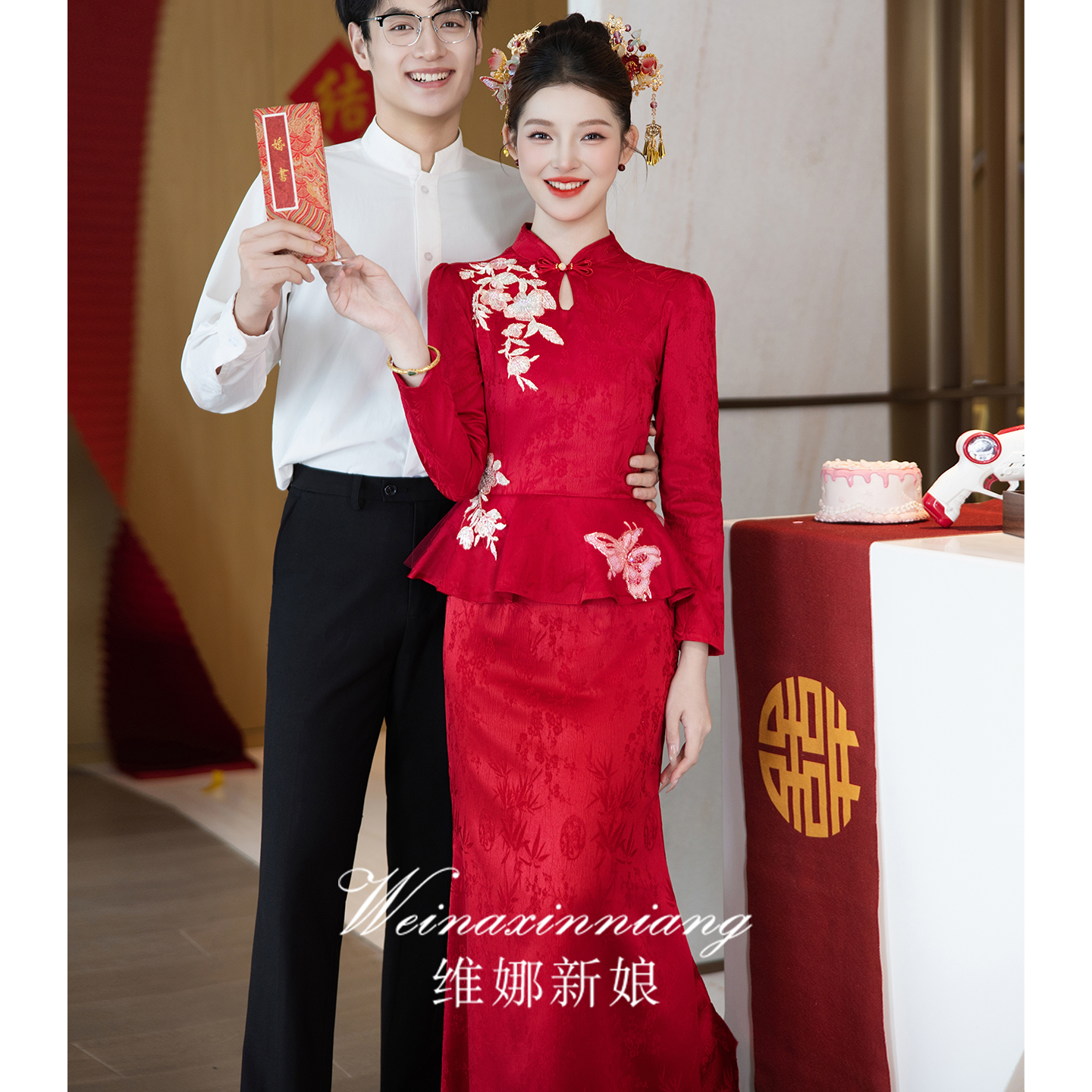 旗袍敬酒服新娘2025新款高级感新中式套装订婚礼服裙鱼尾回门便装