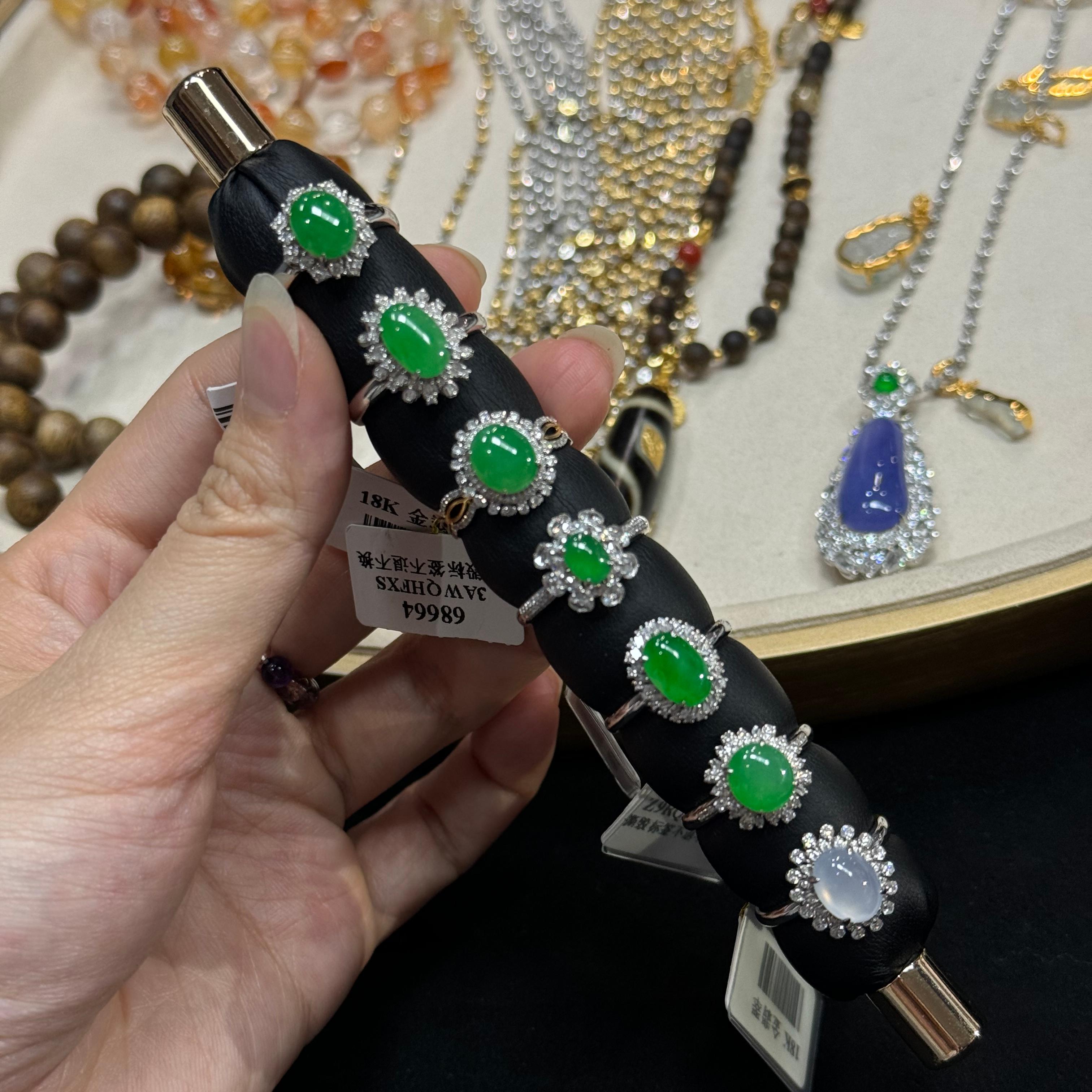 翡翠戒指1件-18K金-多样性发货只发一件-A31-JM|CXQ1