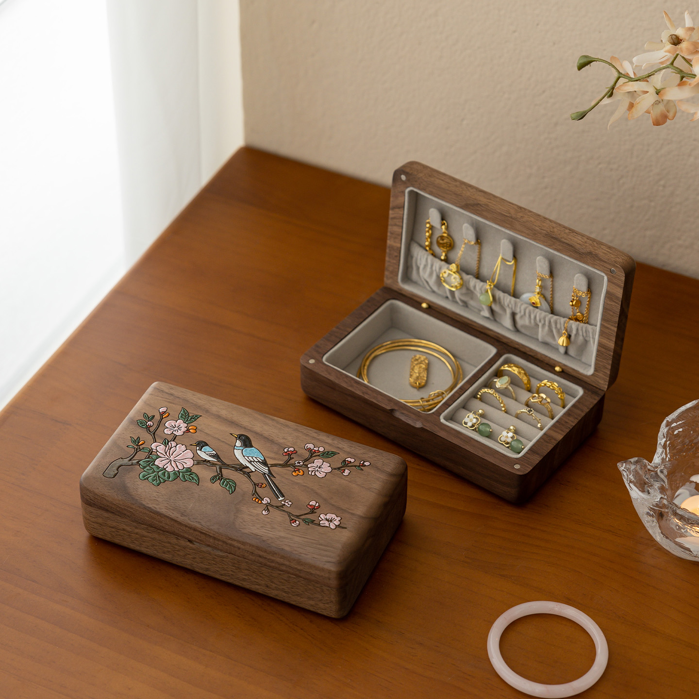 首饰盒/箱 首饰盒中式简约饰品盒戒指手镯收纳盒文玩复古吊坠