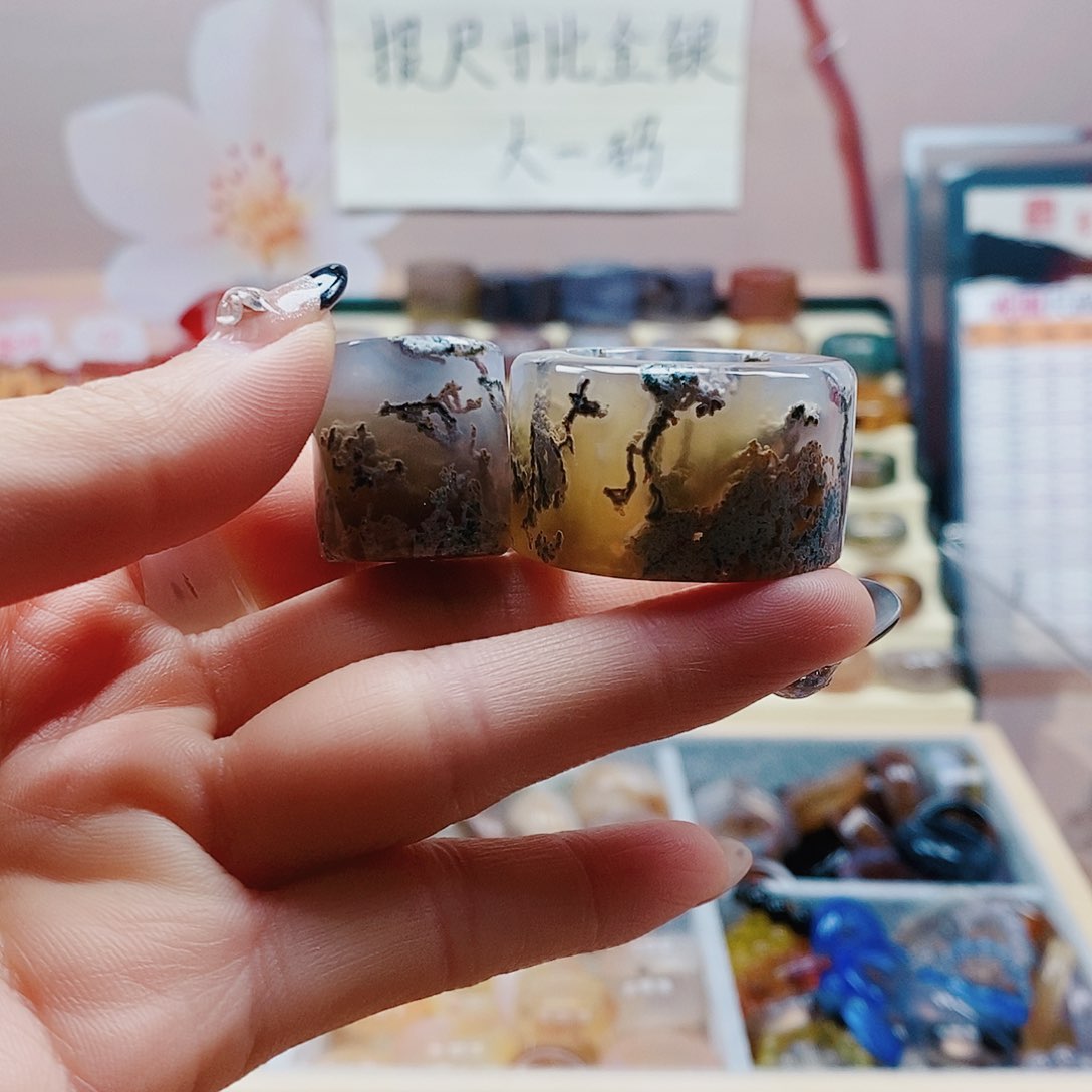 玛瑙/玉髓戒指未镶嵌云**鹤