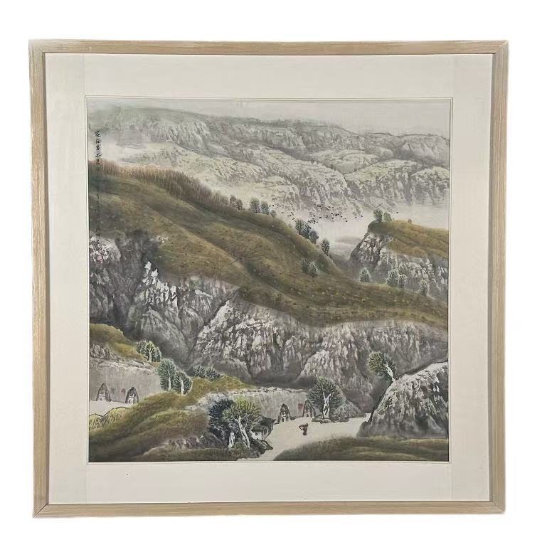 郭文涛《家在黄土高坡》四尺斗方作品  规格68*68  带框