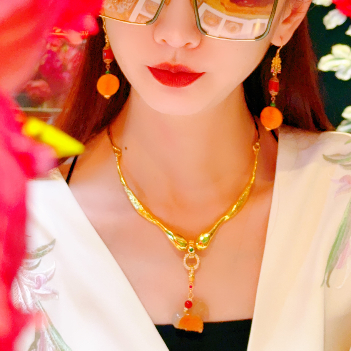 【天玺珠宝】天然玛瑙｛福随马至｝多用款项链吊坠简约时尚高级项圈