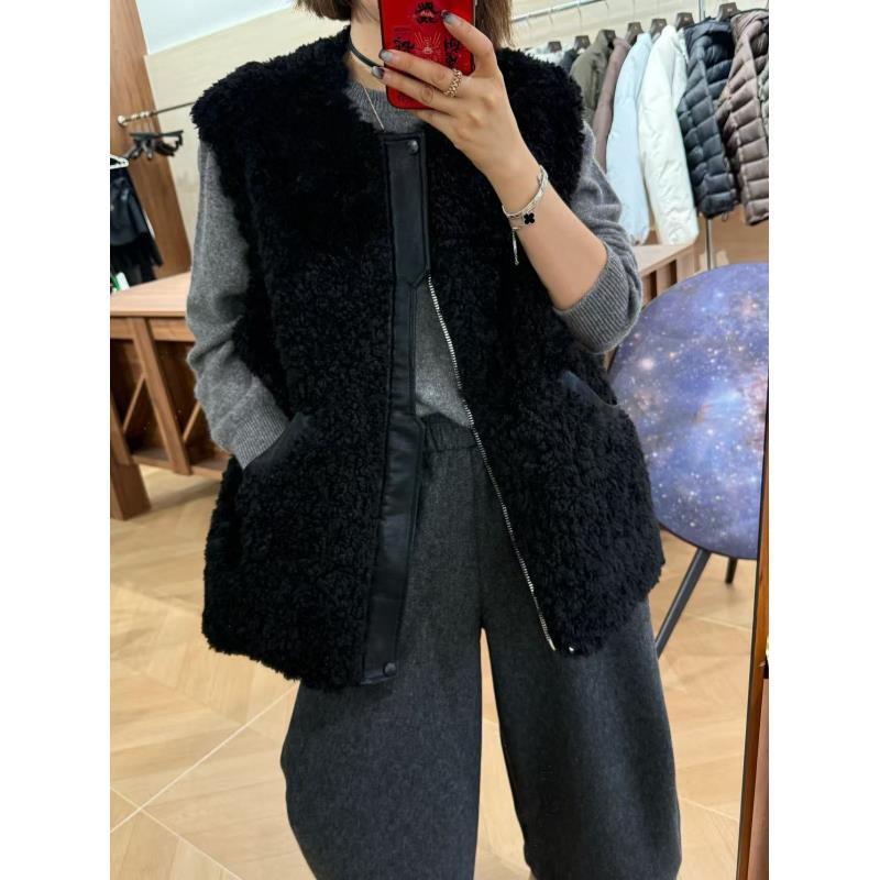 XMM.《简欧卷卷毛马甲》秋冬款时尚百搭潮流款舒适卷卷毛马甲-H8715