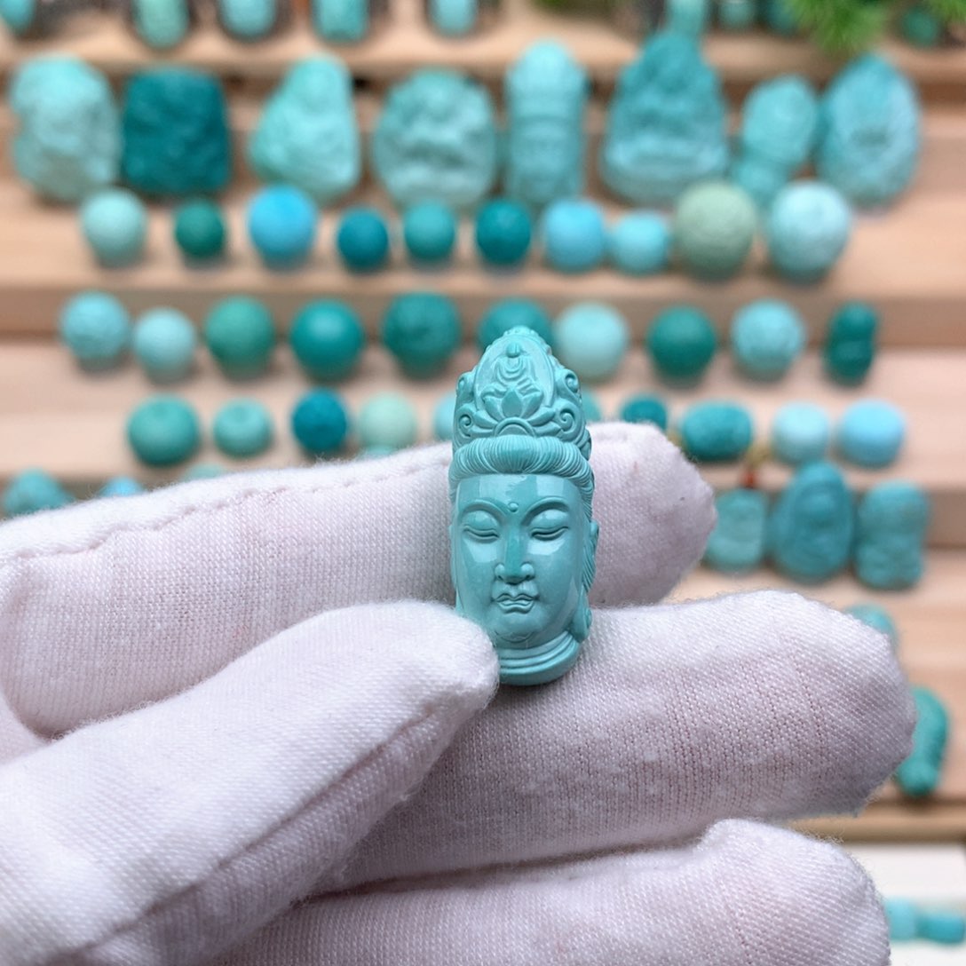 绿松石珠宝奇石未镶嵌弗**饰