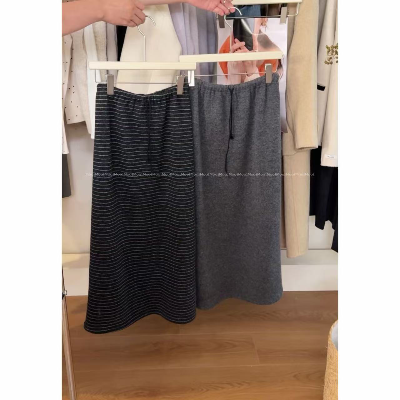 【mooi】'小韩随游'秋冬新款韩版ins风小众设计感半身裙（减少摩擦）