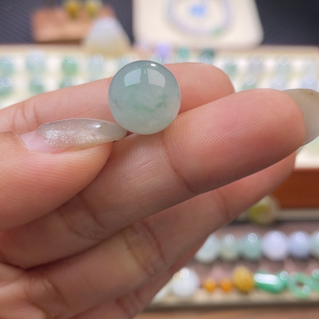 翡翠散珠冰晴飘花圆珠12.6mm